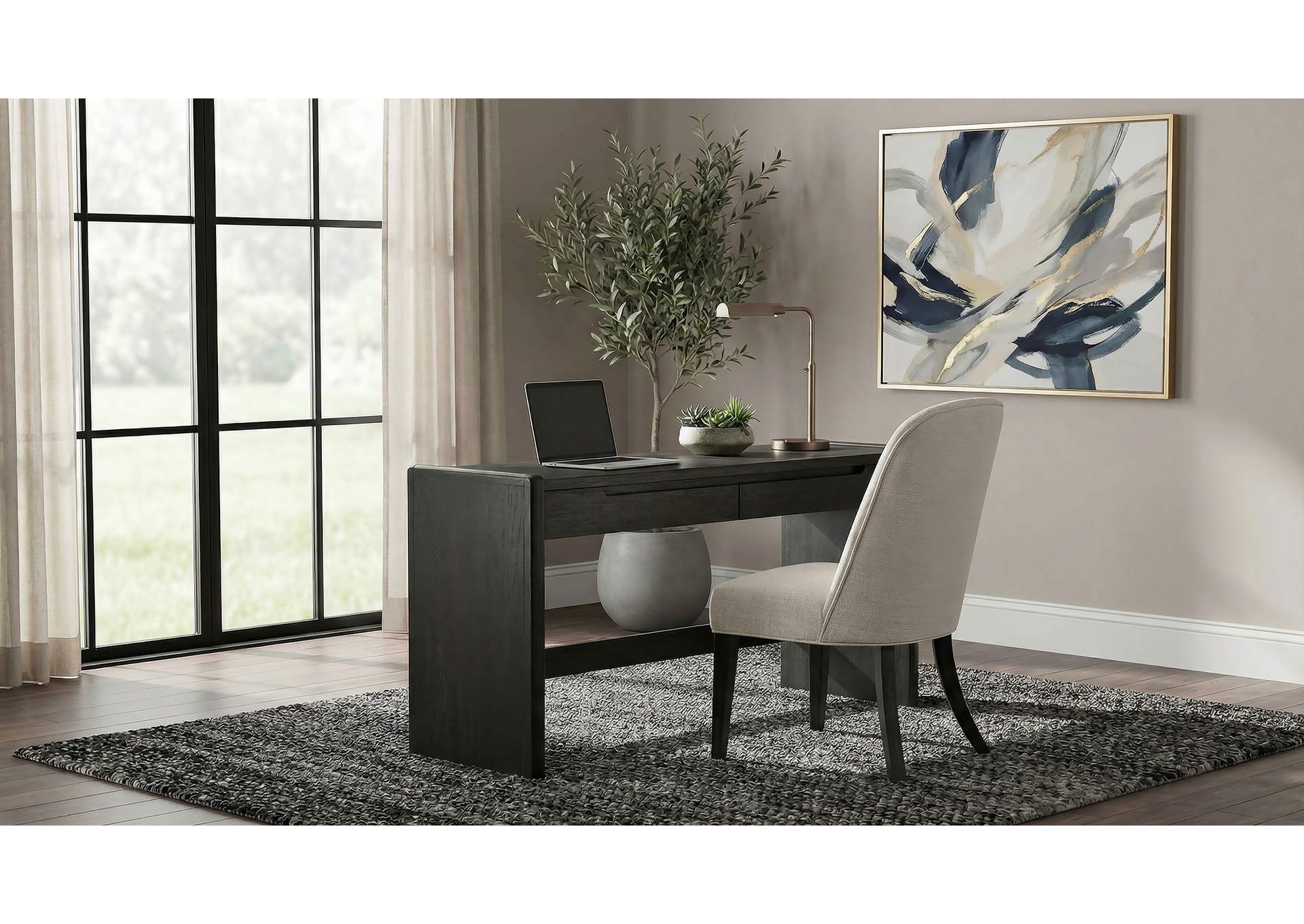 Leandro 2-drawer Home Office Writing Desk Burnished Black image 15