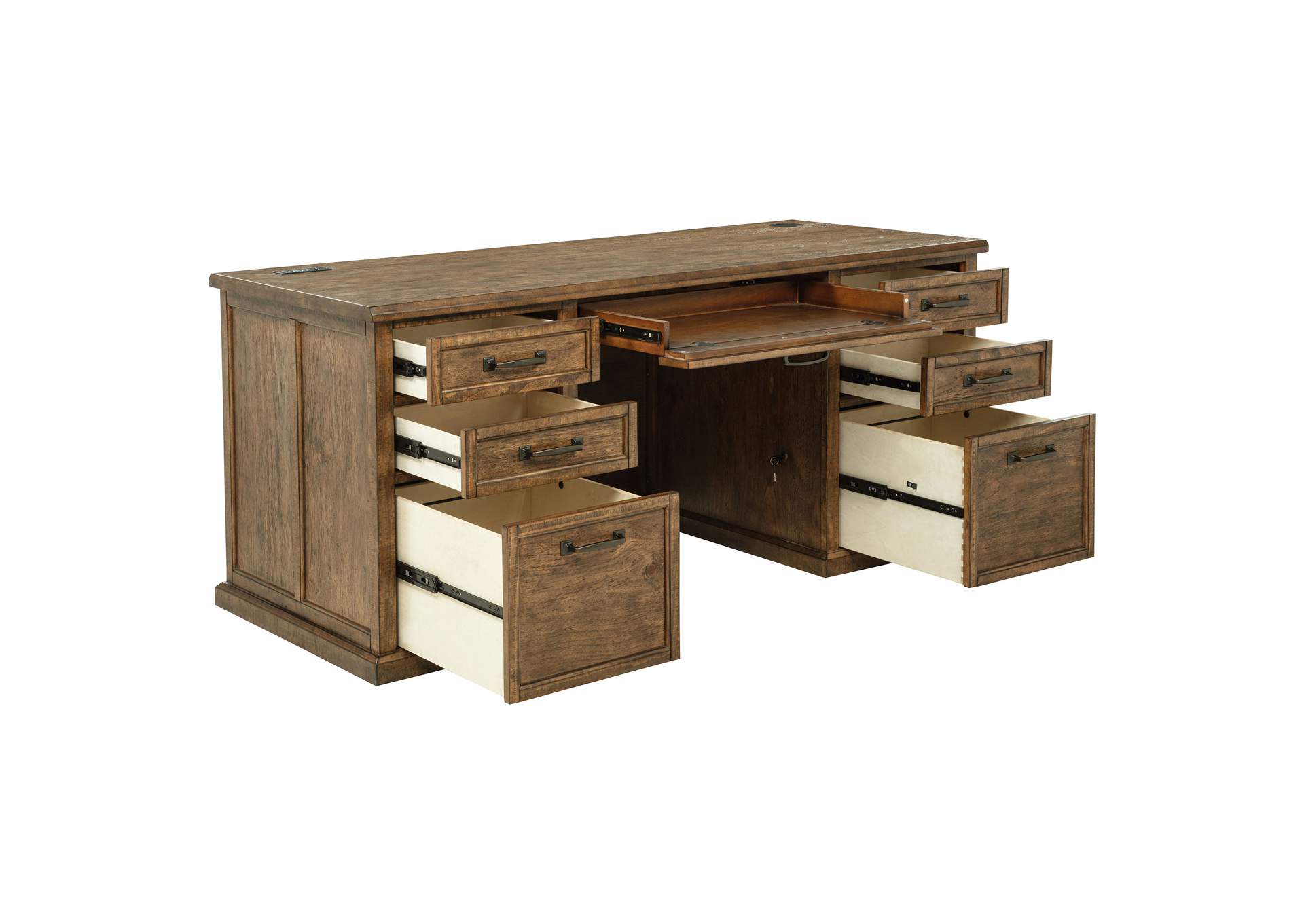 Altidore 68-inch 7-drawer Executive Home Office Desk Distressed Brown image 5