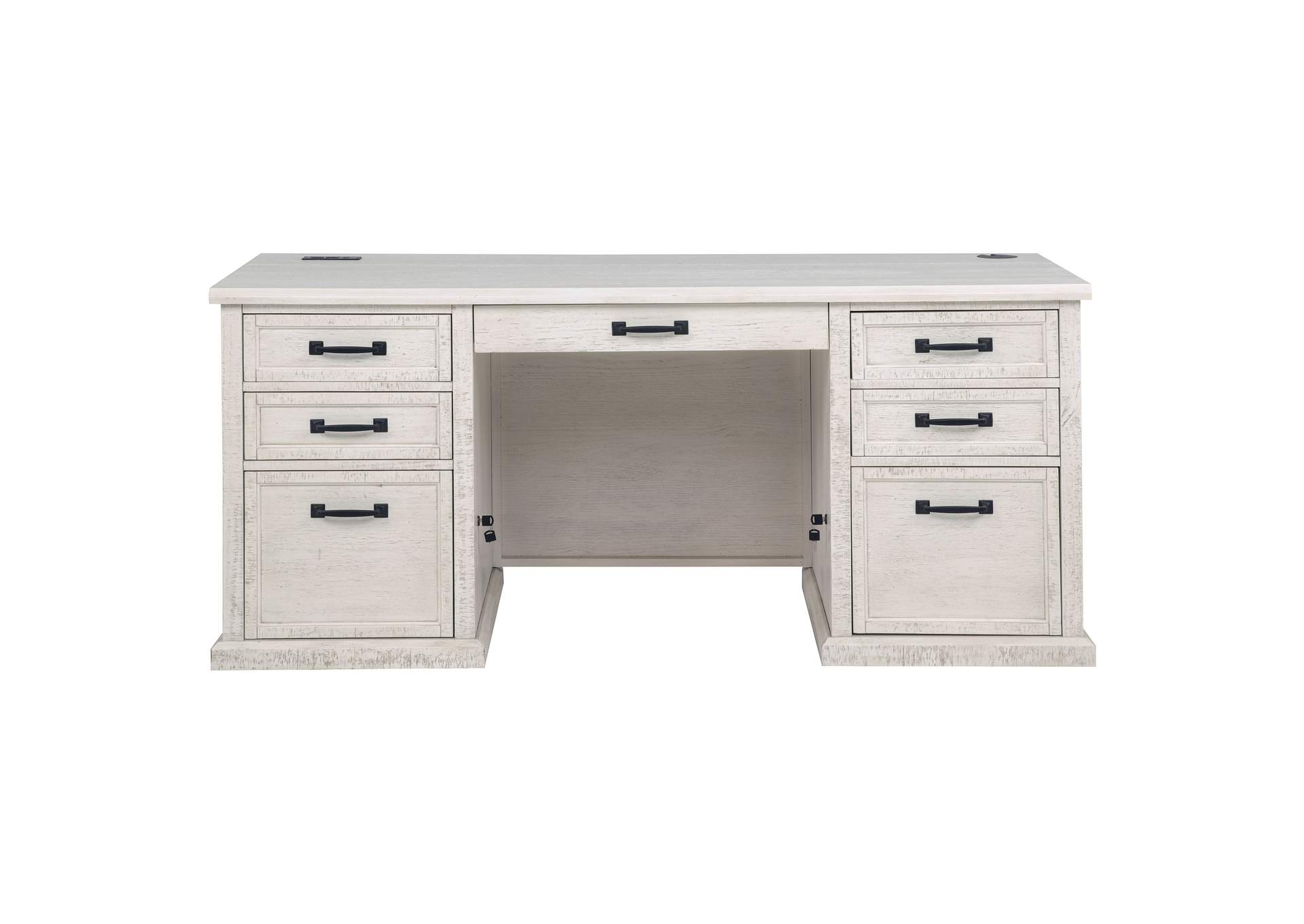 Altidore 68-inch 7-drawer Executive Home Office Desk Distressed White image 6