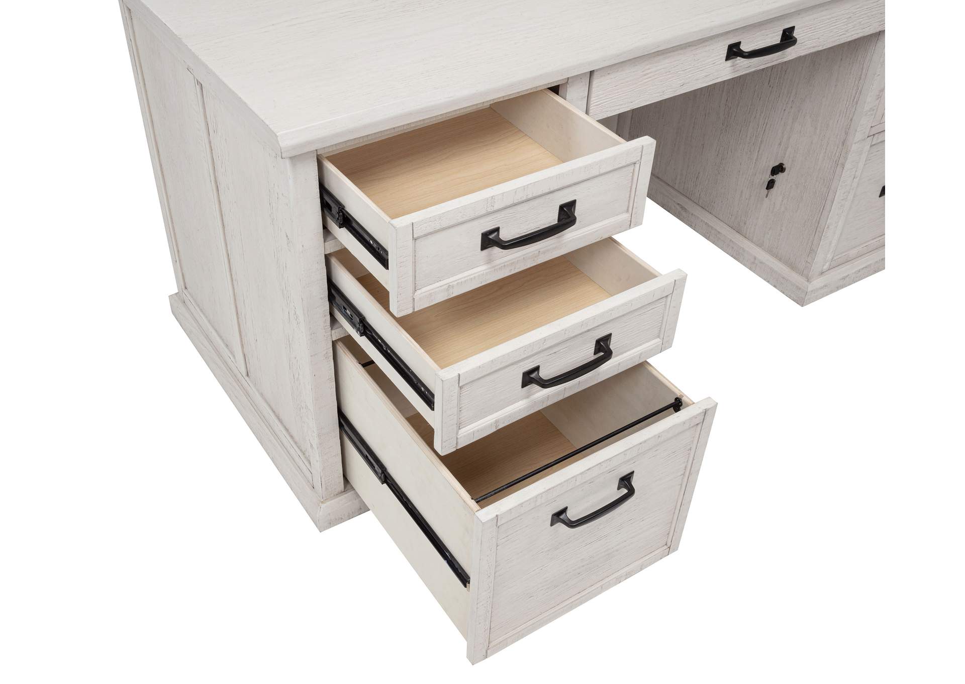Altidore 68-inch 7-drawer Executive Home Office Desk Distressed White image 11