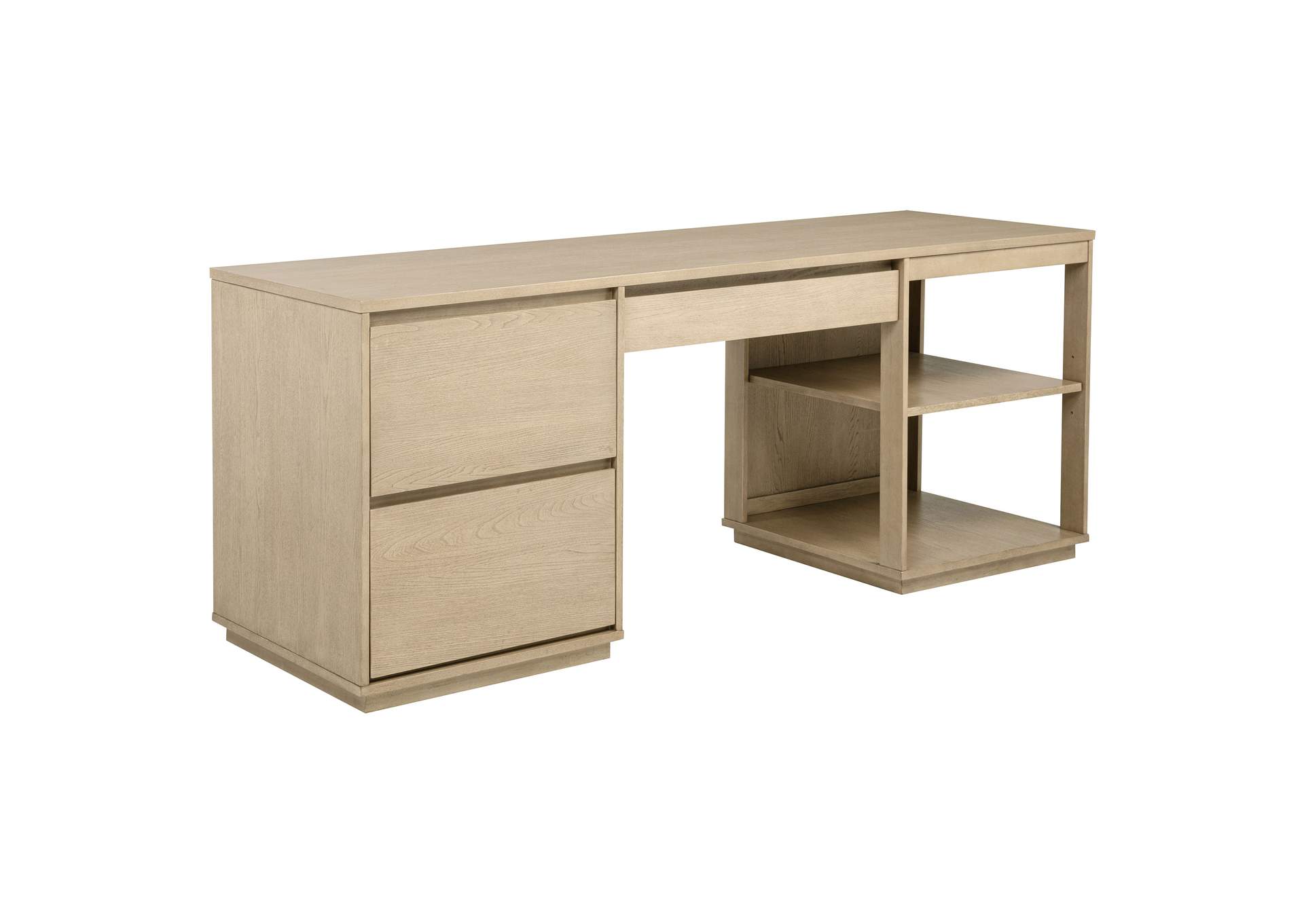 Harkes 75-inch 3-drawer Computer Desk with Adjustable Shelf Light Elm image 1