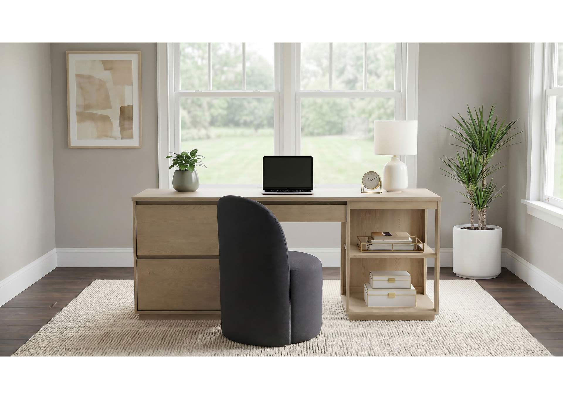Harkes 75-inch 3-drawer Computer Desk with Adjustable Shelf Light Elm image 13