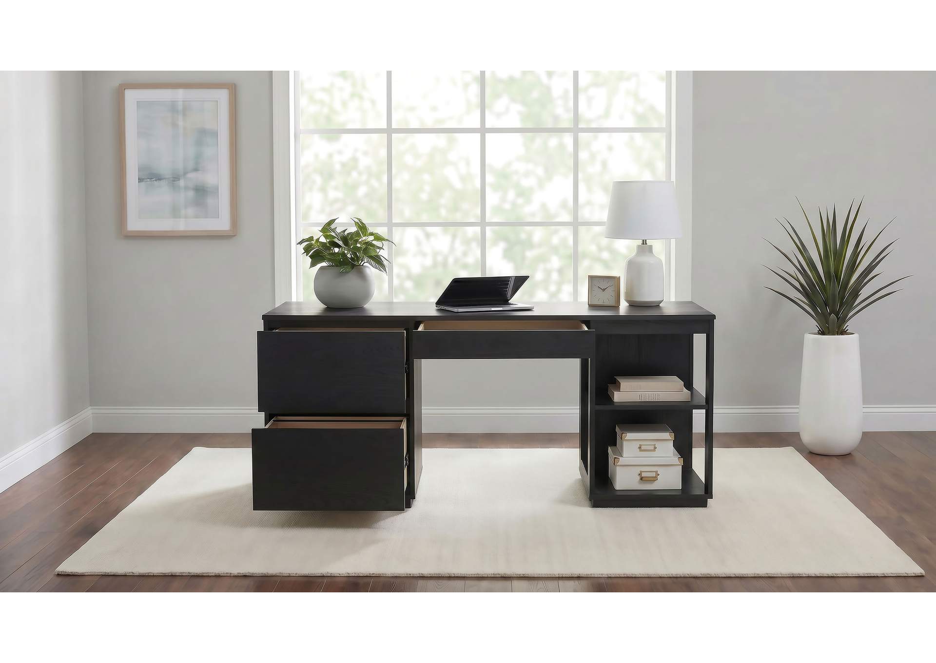 Harkes 75-inch 3-drawer Computer Desk with Adjustable Shelf Coffee Bean image 4