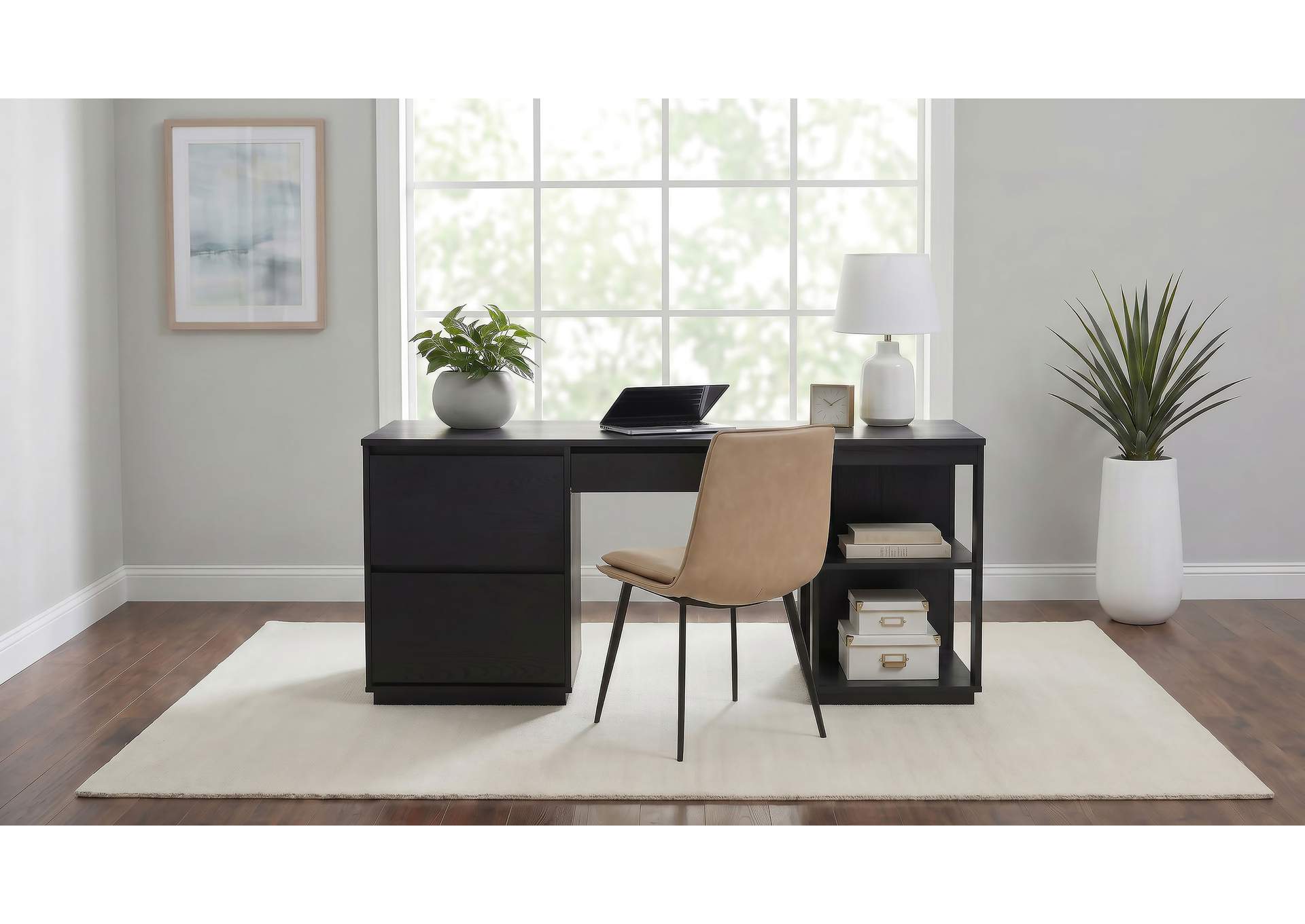 Harkes 75-inch 3-drawer Computer Desk with Adjustable Shelf Coffee Bean image 13