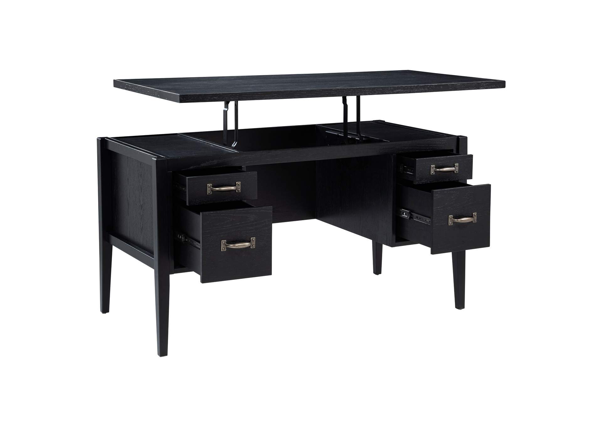 Graham 54-inch 4-drawer Double Pedestal Lift Top Computer Desk Black image 6