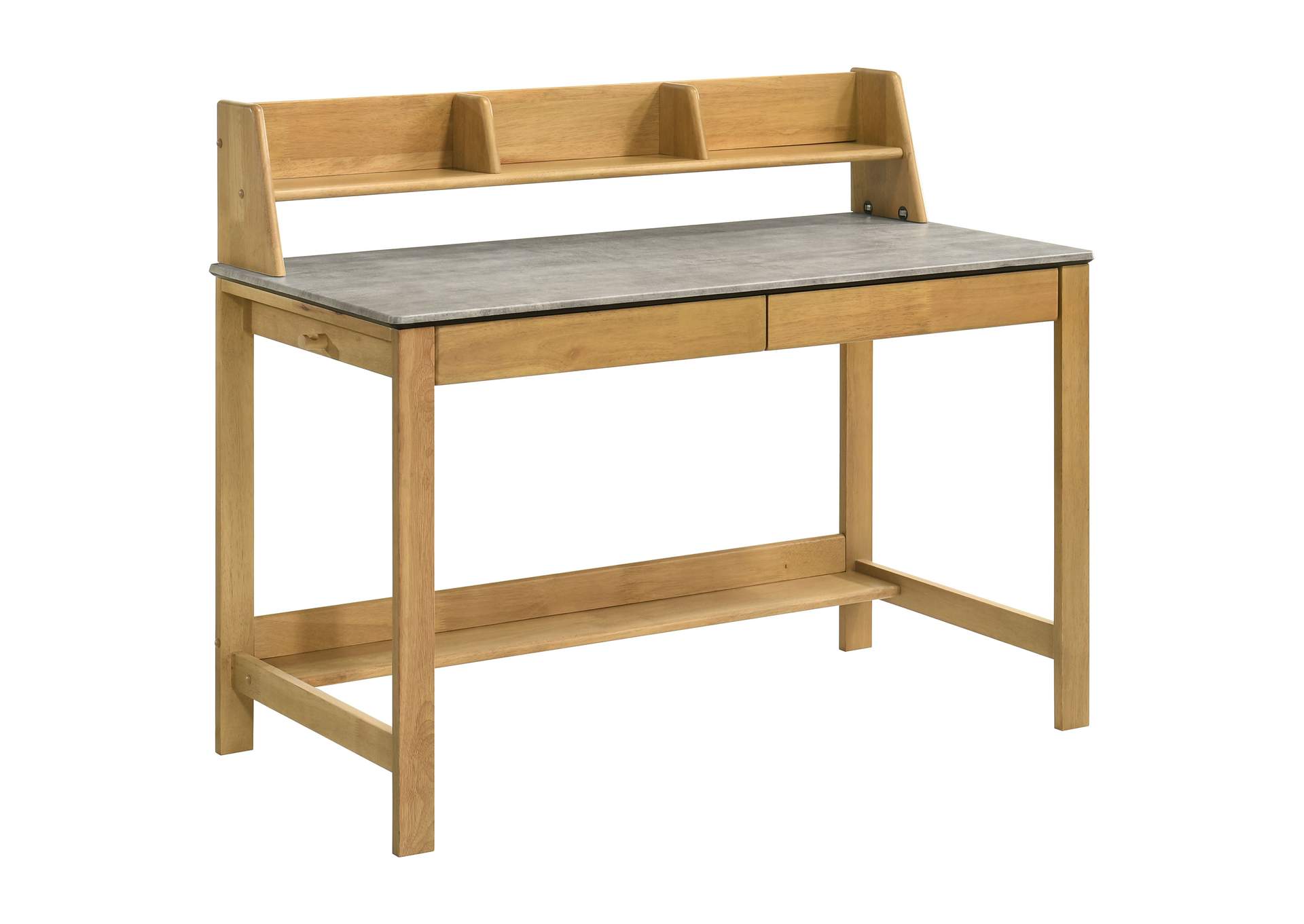 Besler 47-inch SmartTop Writing Desk with Shelf Cement and Natural image 1