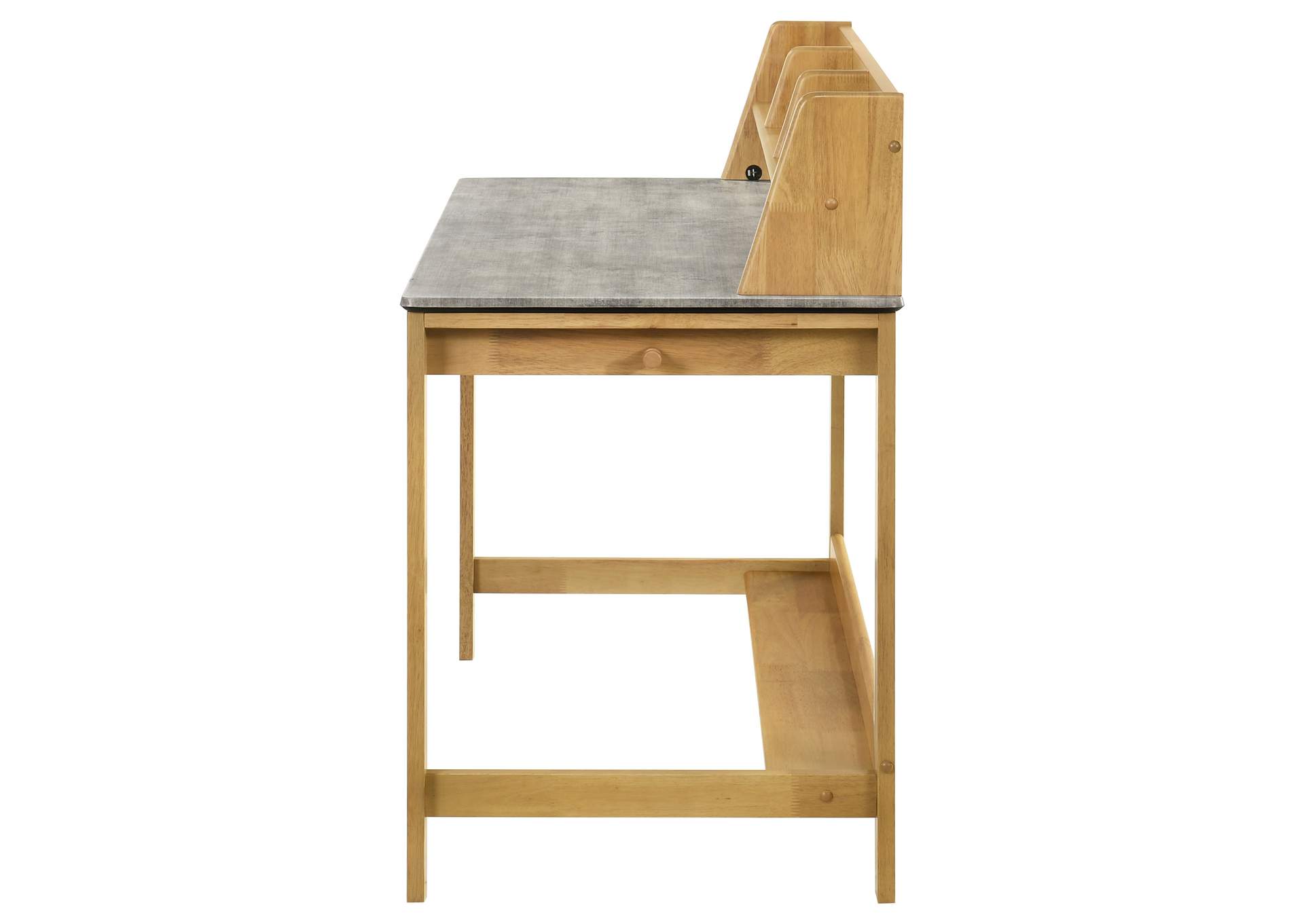 Besler 47-inch SmartTop Writing Desk with Shelf Cement and Natural image 6