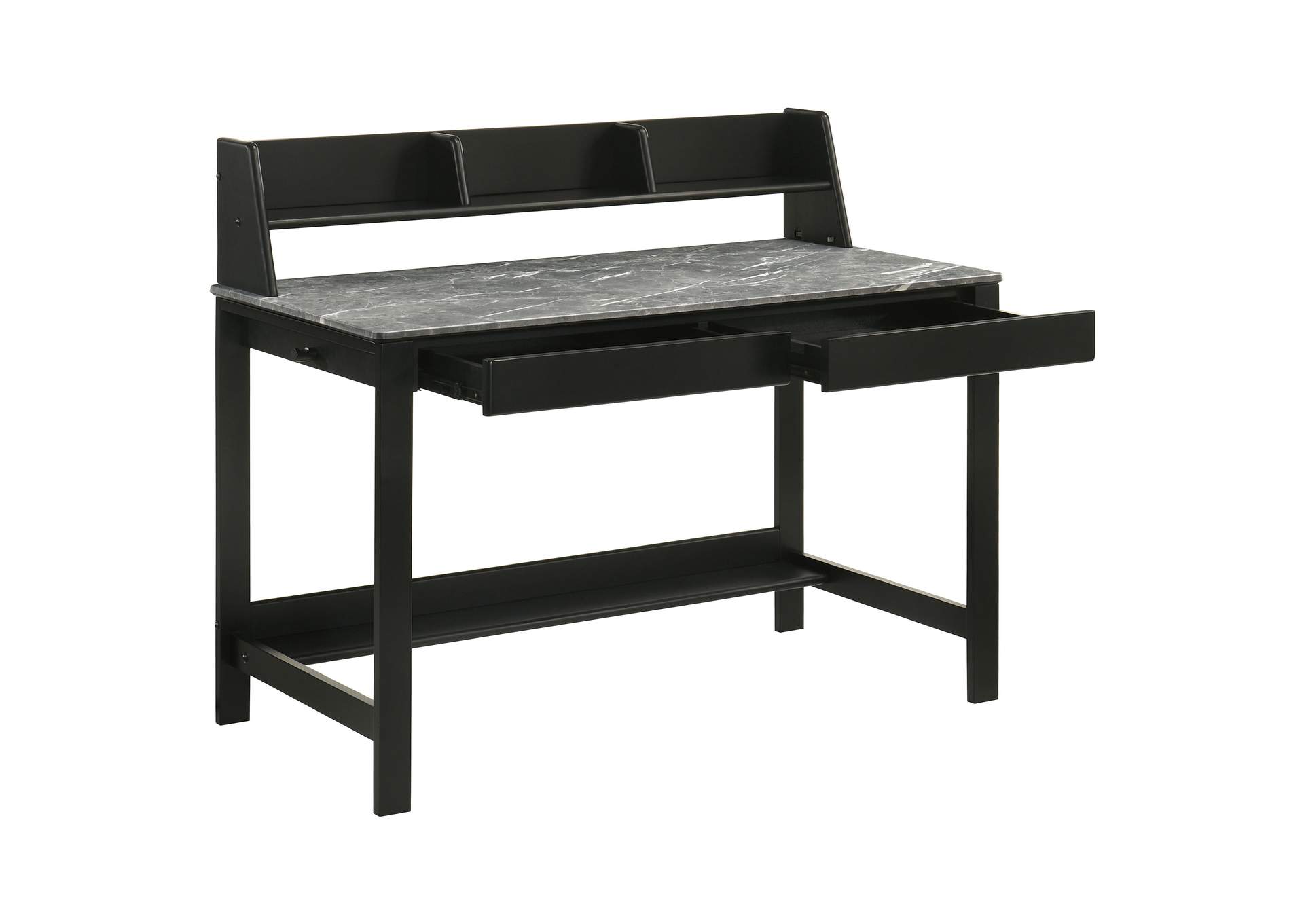 Besler 47-inch SmartTop Writing Desk with Shelf Grey Stone and Black image 4