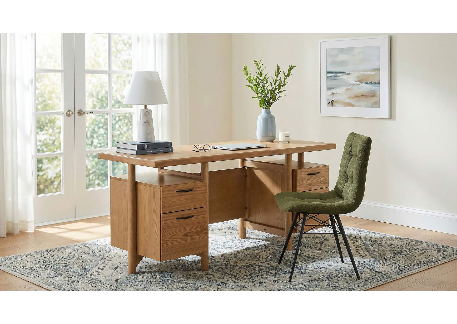 Roldan 69-inch 4-drawer Computer Desk with File Drawer Light Ash image 17