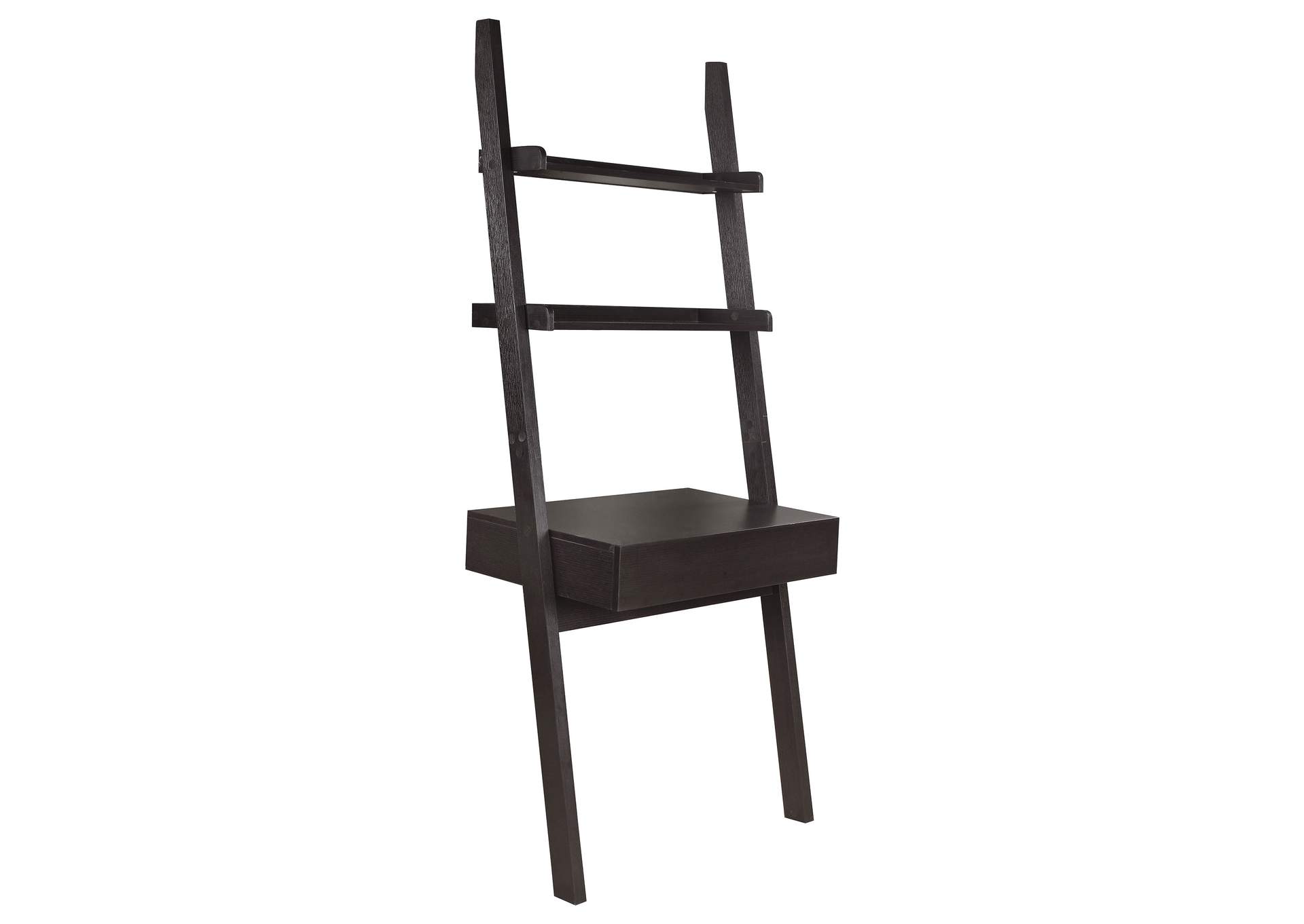 Colella 30-inch 1-drawer Ladder Desk with Shelf Cappuccino