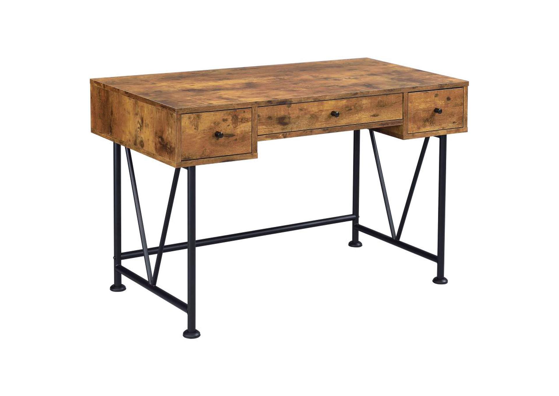 Analiese 2-piece 3-drawer Writing Desk Set Antique Nutmeg and Black image 4