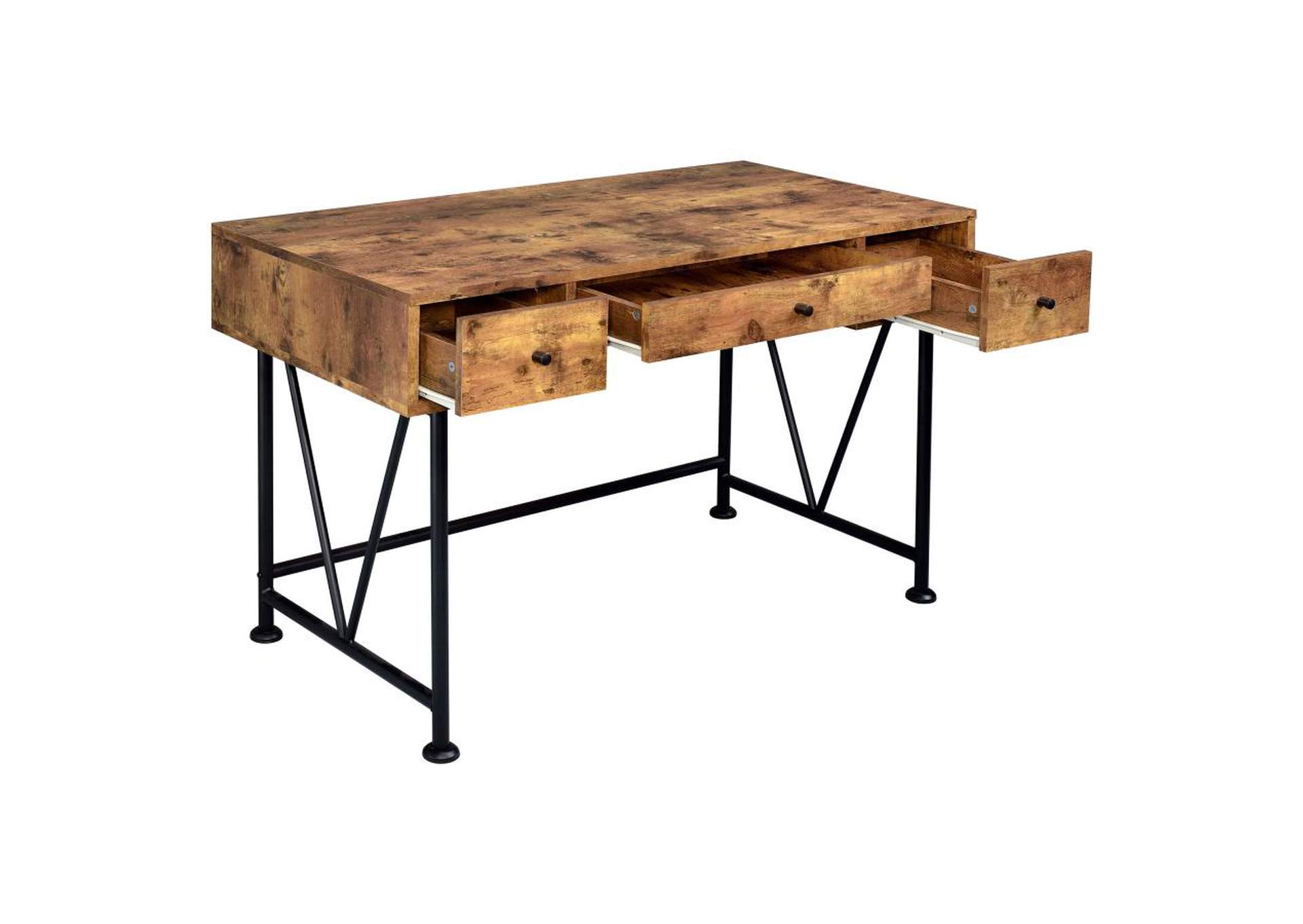 Analiese 2-piece 3-drawer Writing Desk Set Antique Nutmeg and Black image 5