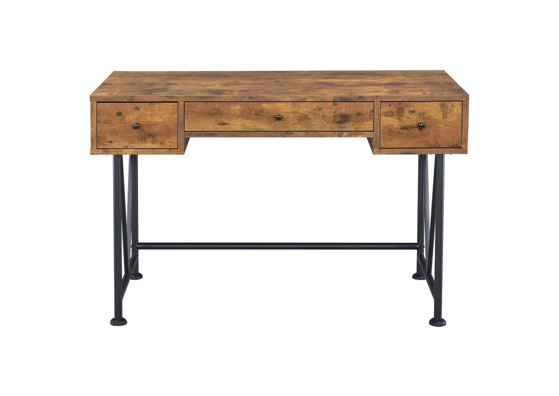 Analiese 2-piece 3-drawer Writing Desk Set Antique Nutmeg and Black image 6
