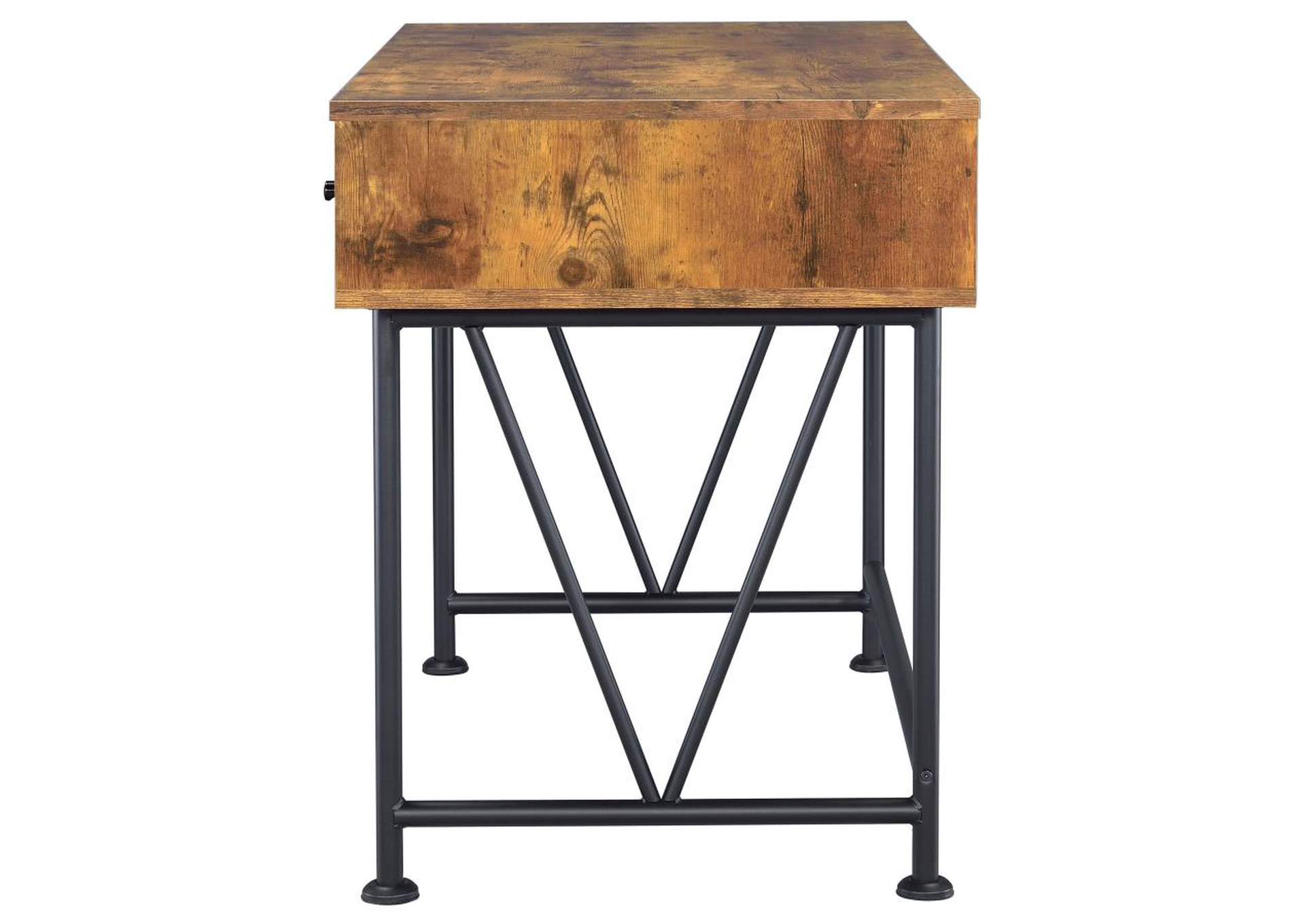 Analiese 2-piece 3-drawer Writing Desk Set Antique Nutmeg and Black image 7