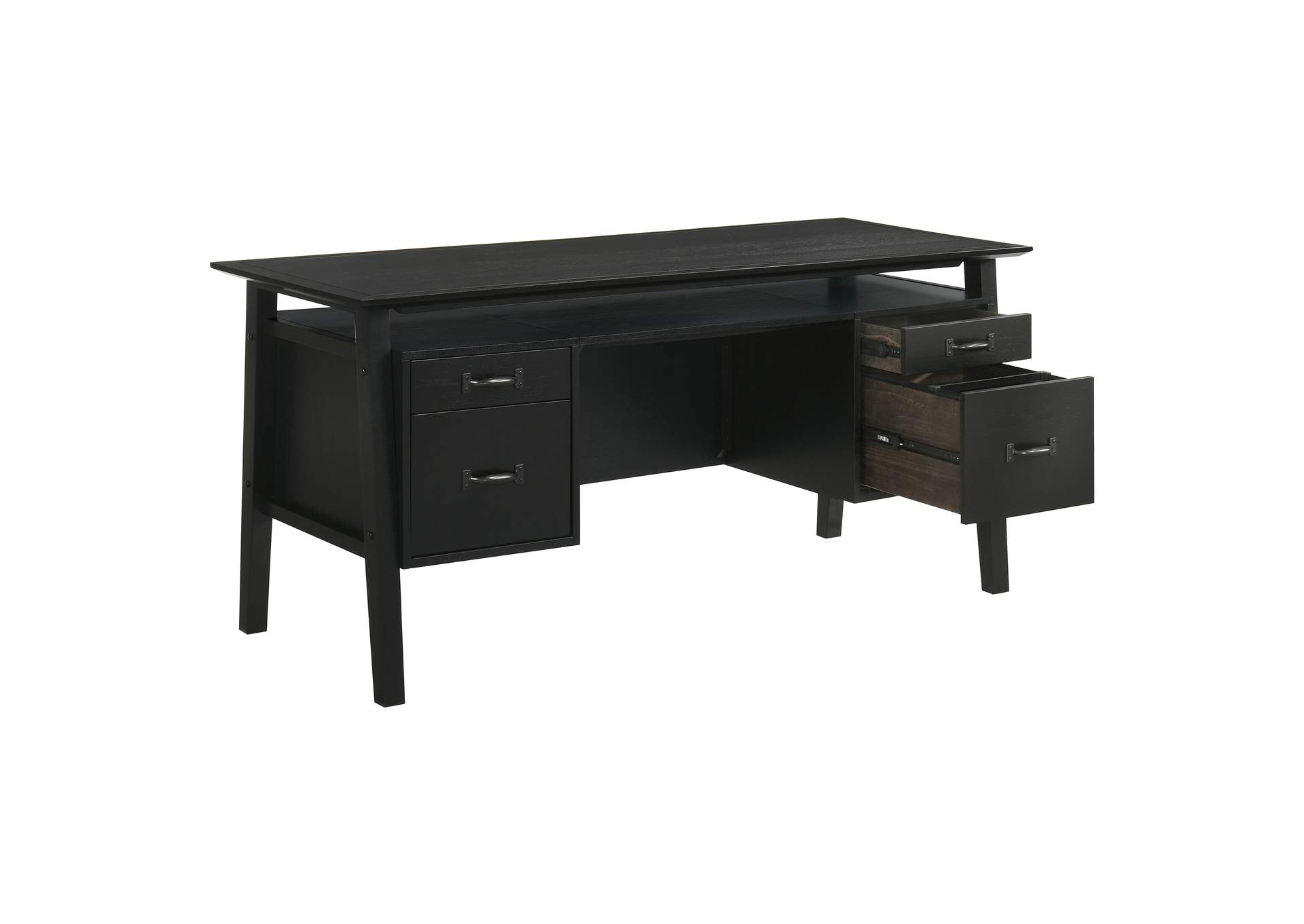 Goodson 64-inch 4-Drawer Double Pedestal Computer Desk Black image 1