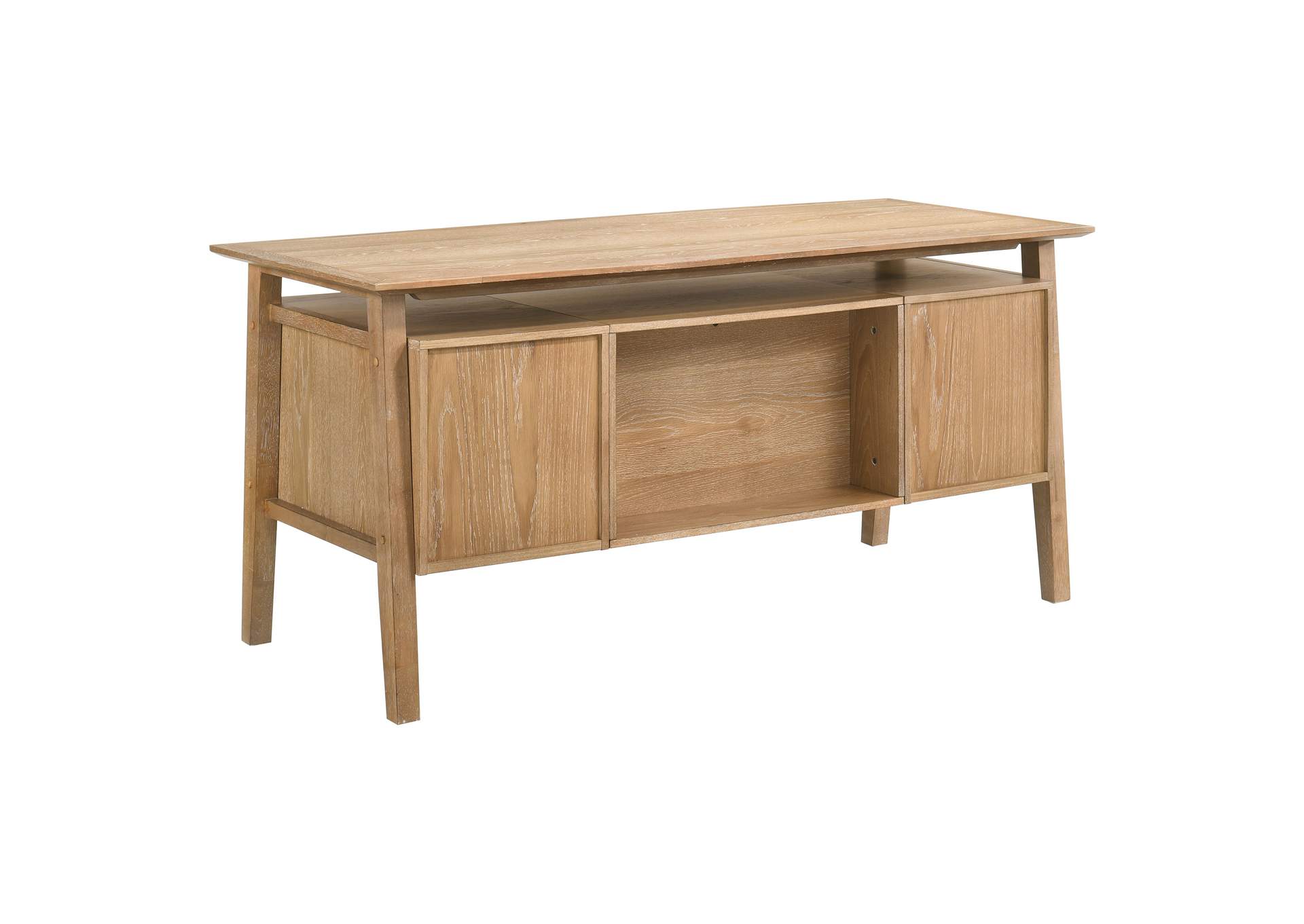 Goodson 64-inch 4-Drawer Double Pedestal Computer Desk Distressed Light Brown image 9