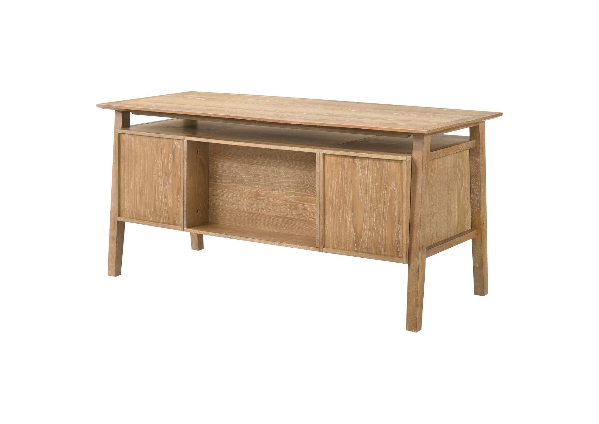Goodson 64-inch 4-Drawer Double Pedestal Computer Desk Distressed Light Brown image 11