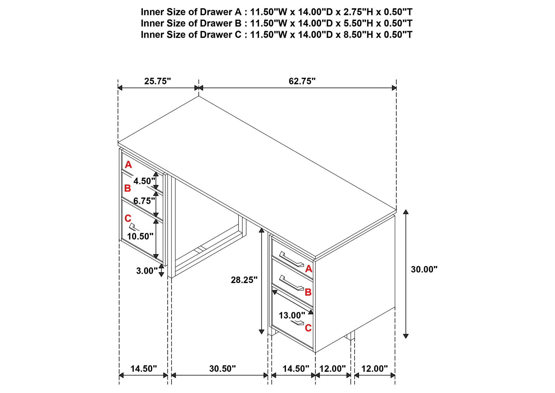 Berhalter 6-Drawer Double Pedestal File Computer Desk image 16