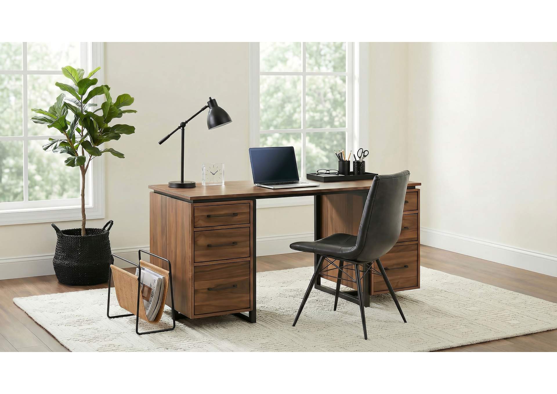Berhalter 6-Drawer Double Pedestal File Computer Desk image 17