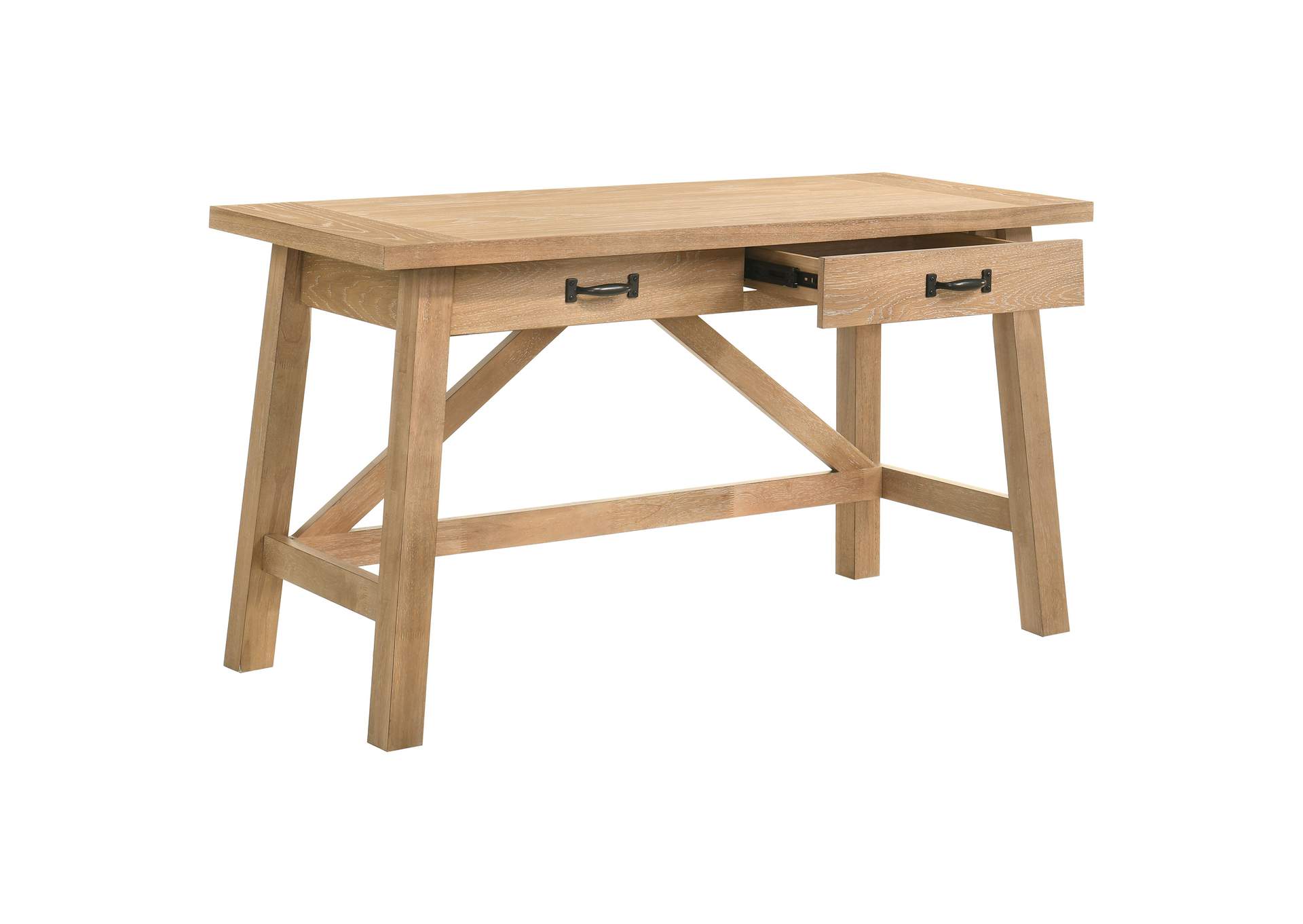 Fabian 54-inch 2-drawer Computer Writing Desk Distressed Light Brown image 5