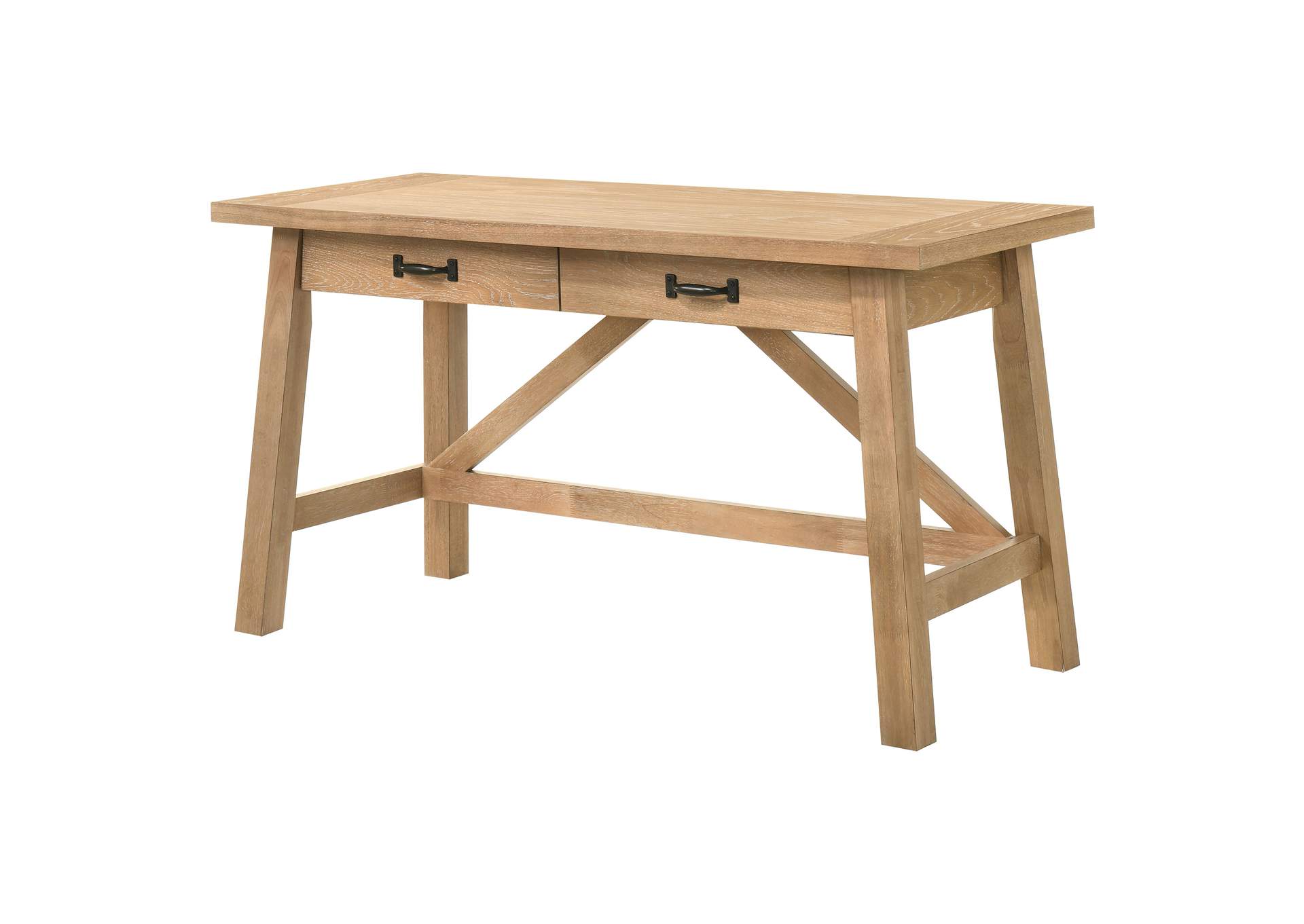 Fabian 54-inch 2-drawer Computer Writing Desk Distressed Light Brown image 7