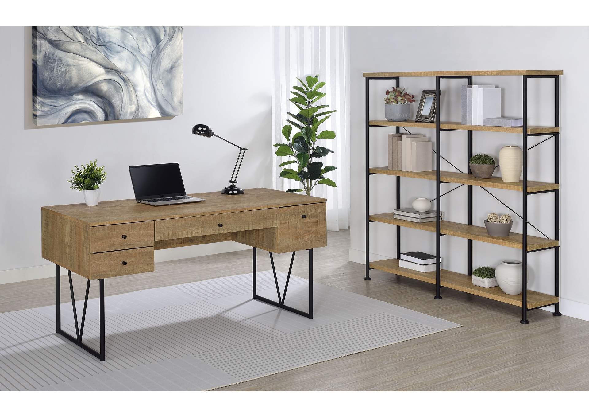Analiese 63-inch 4-shelf Double Bookshelf Mango image 12