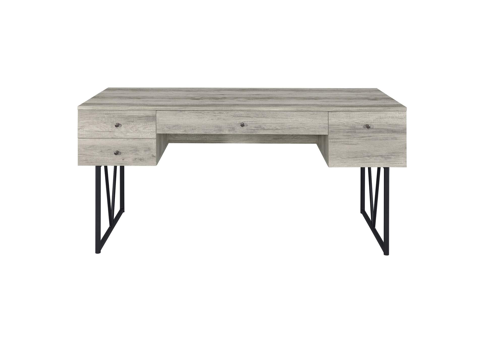 Analiese 4-drawer Writing Desk Grey Driftwood