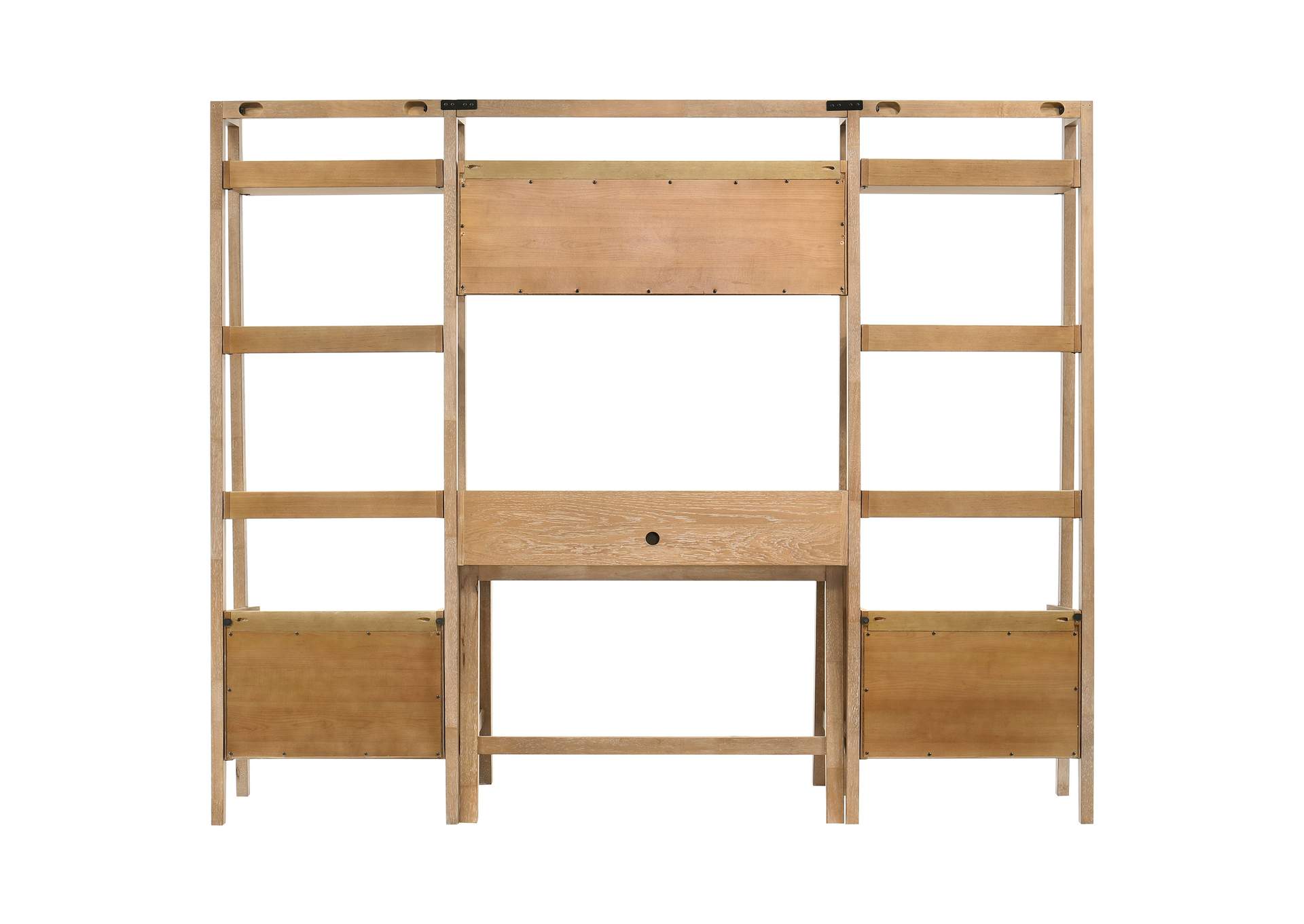 Fabian 4-piece Computer Desk and Bookshelf Set Distressed Light Brown image 10