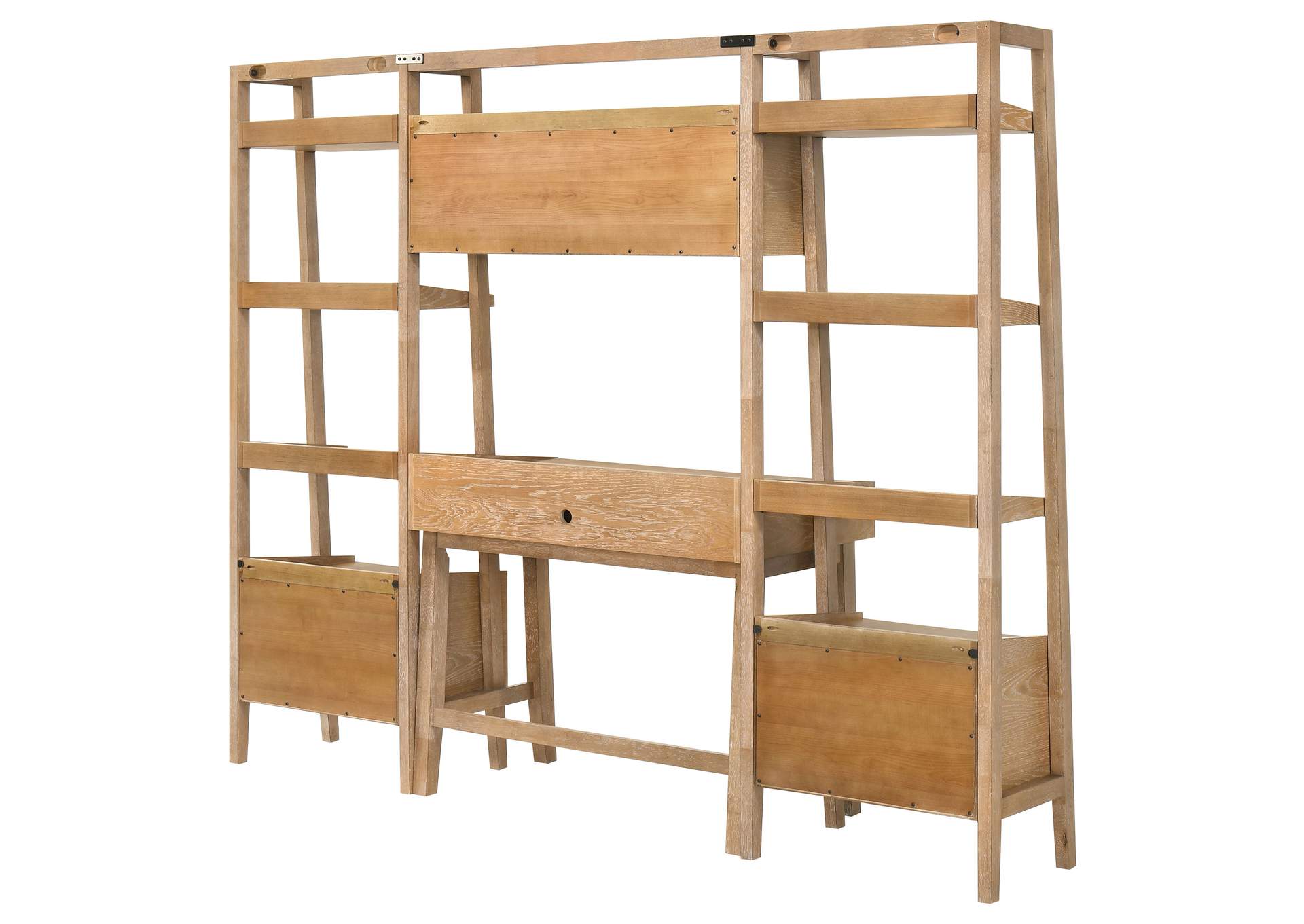 Fabian 4-piece Computer Desk and Bookshelf Set Distressed Light Brown image 11
