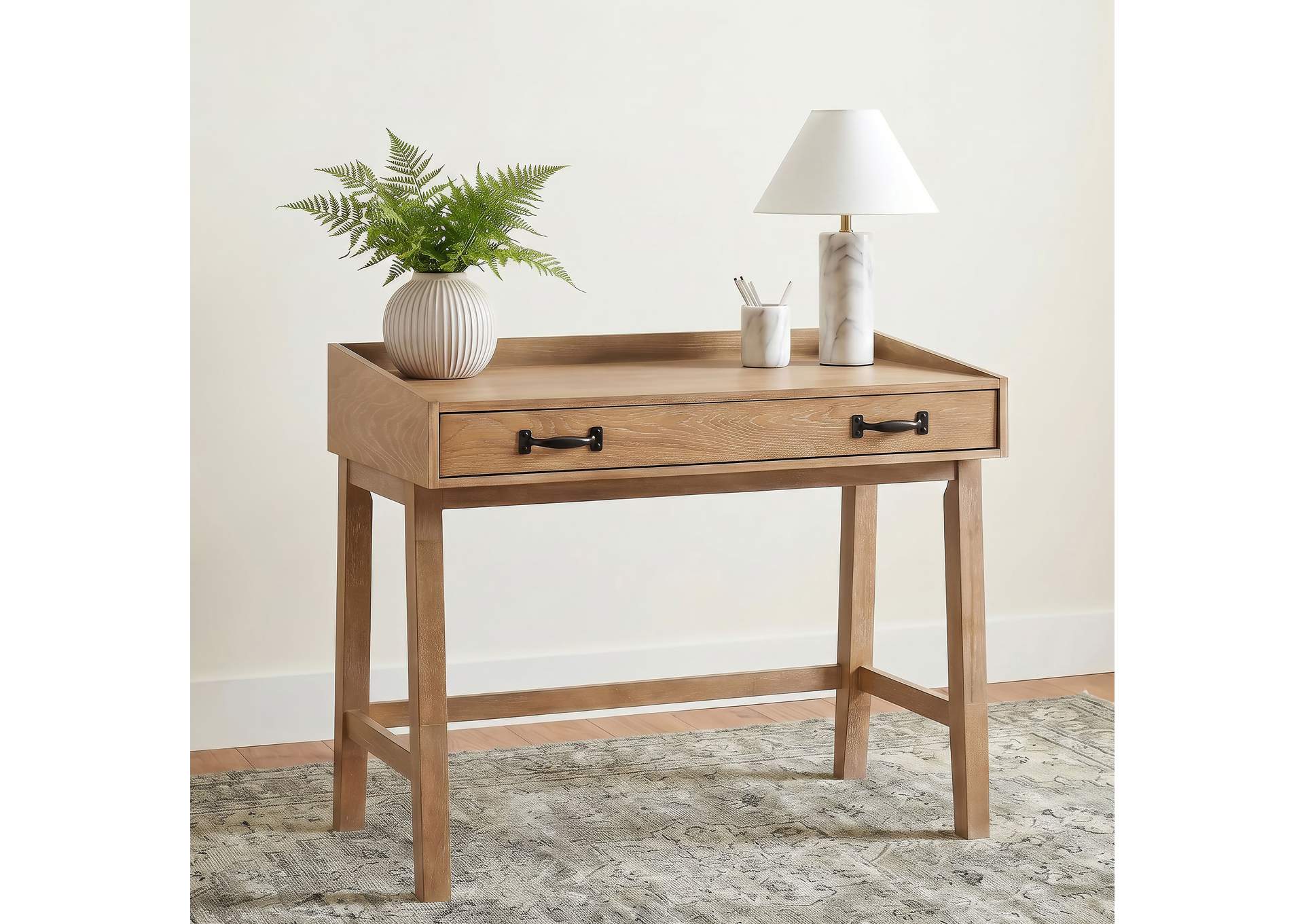 Fabian 38-inch Computer Desk with Keyboard Drawer Distressed Light Brown image 3
