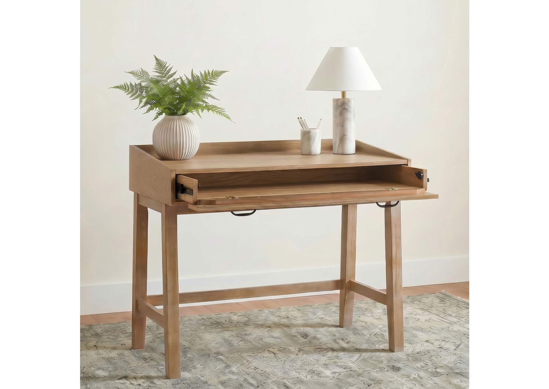 Fabian 38-inch Computer Desk with Keyboard Drawer Distressed Light Brown image 4