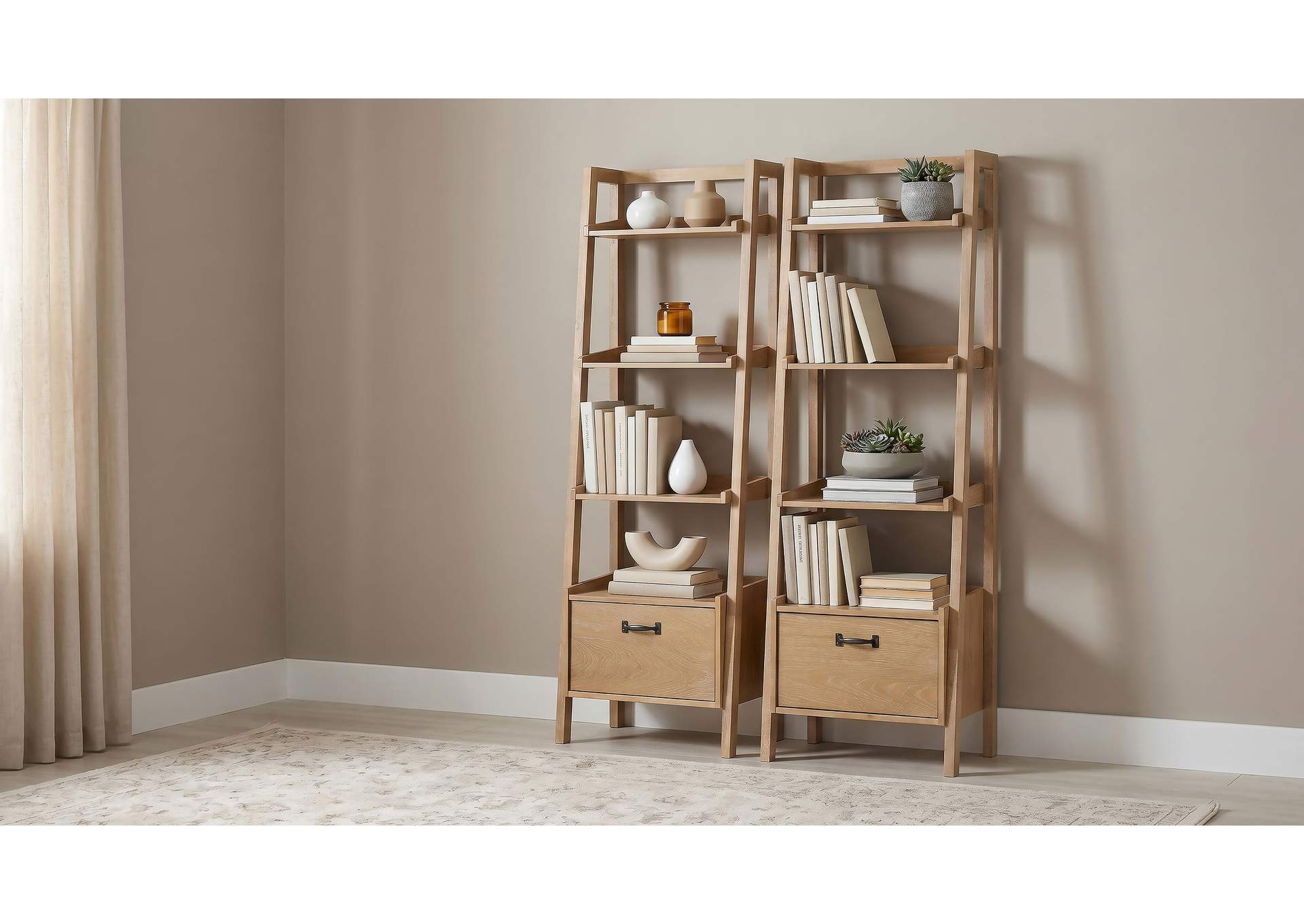 Fabian 2-piece 3-shelf Bookshelf with Drawer Distressed Light Brown image 3