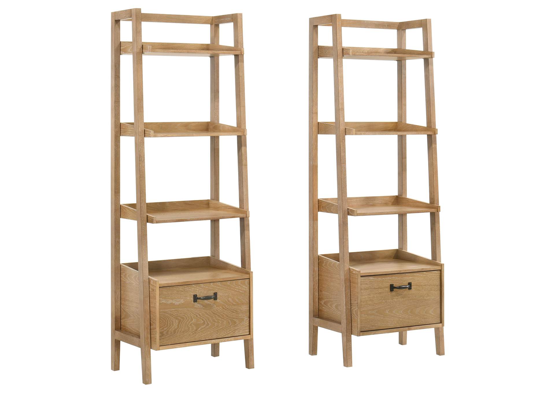 Fabian 2-piece 3-shelf Bookshelf with Drawer Distressed Light Brown image 1