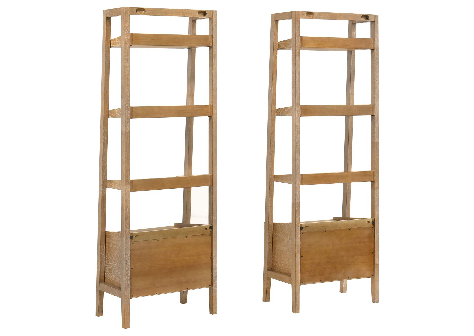 Fabian 2-piece 3-shelf Bookshelf with Drawer Distressed Light Brown image 5