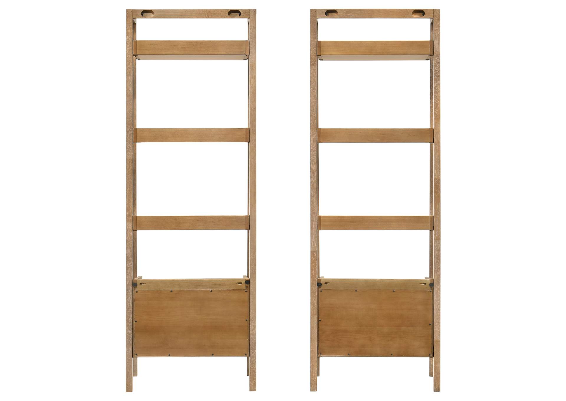 Fabian 2-piece 3-shelf Bookshelf with Drawer Distressed Light Brown image 6