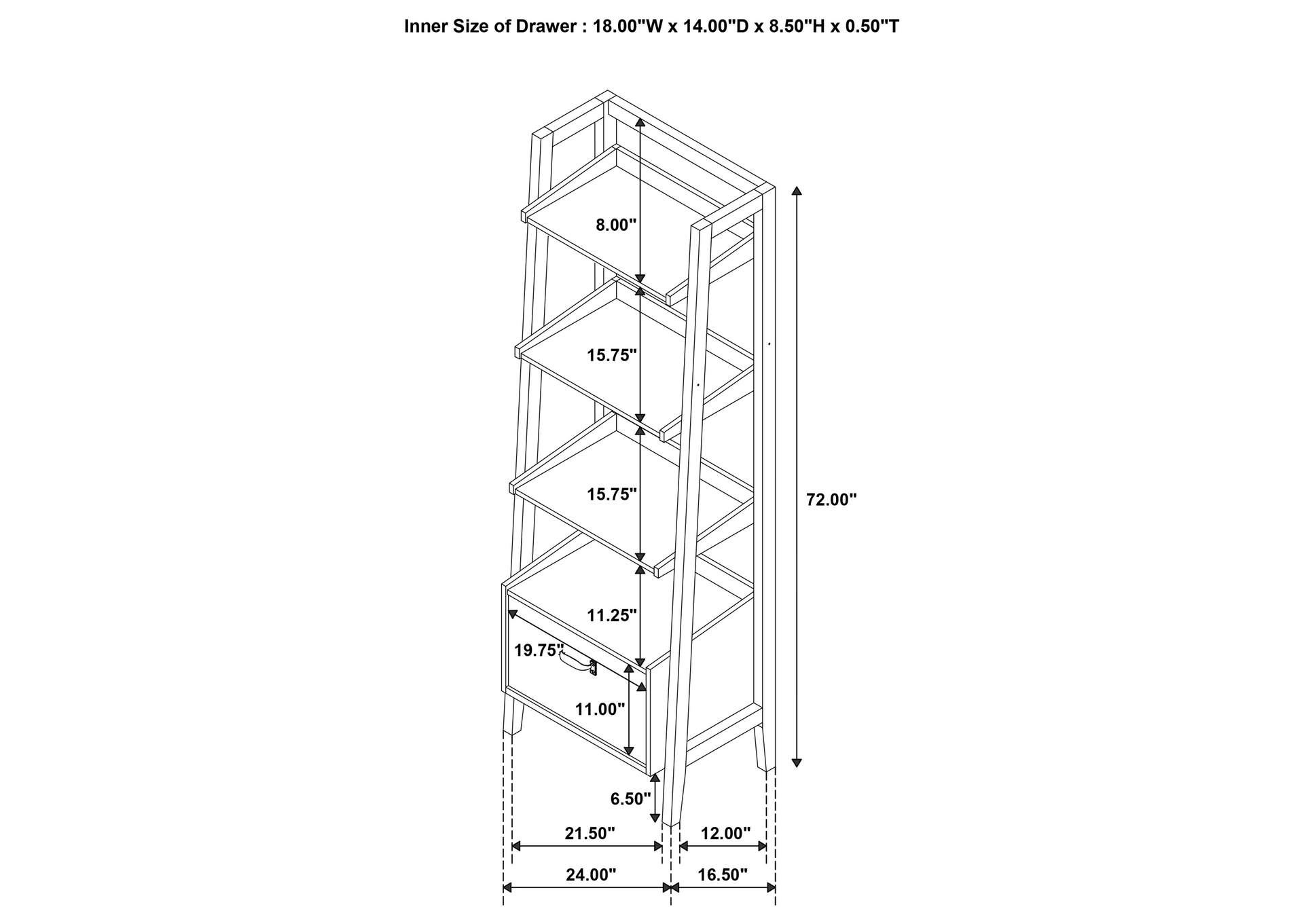 Fabian 2-piece 3-shelf Bookshelf with Drawer Distressed Light Brown image 10
