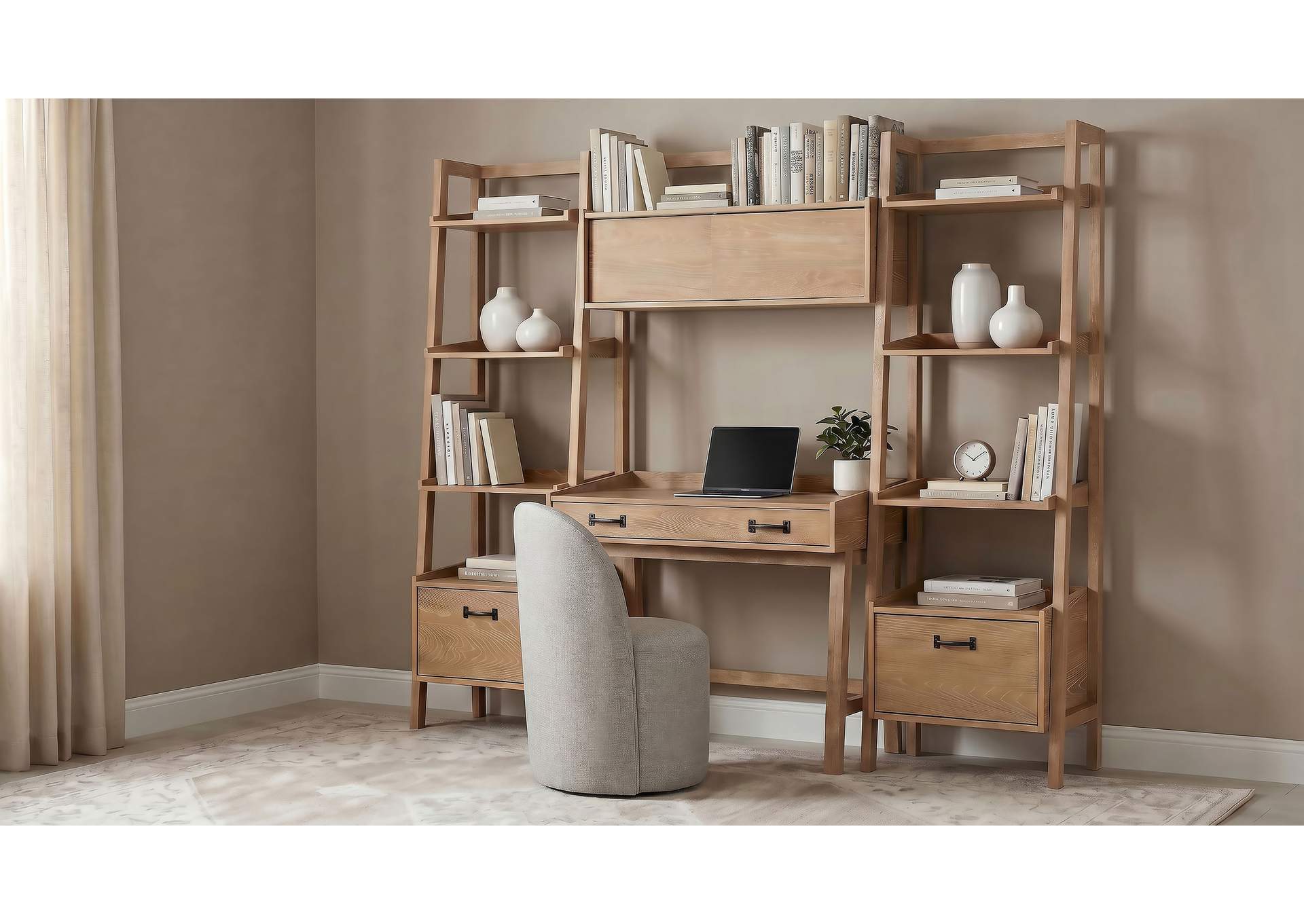 Fabian 2-piece 3-shelf Bookshelf with Drawer Distressed Light Brown image 11