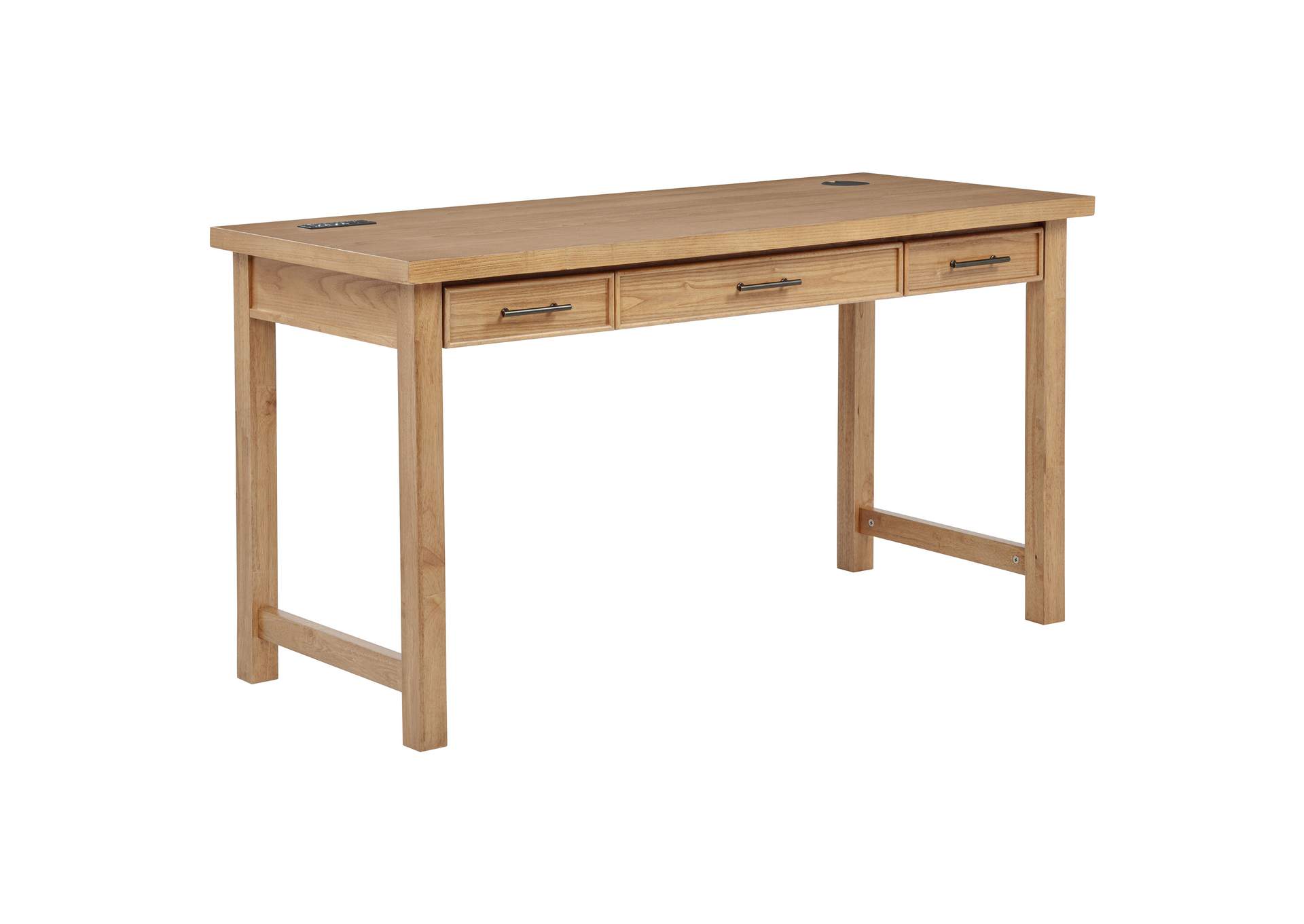 Vermes 55-inch 3-drawer Writing Desk with Power Outlet Light Ash image 1