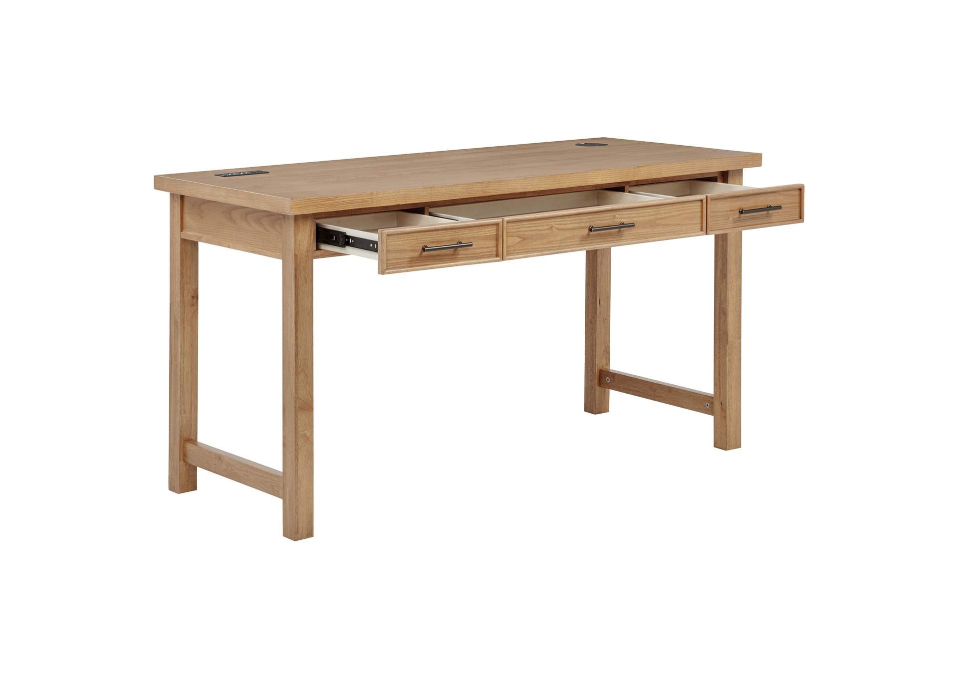 Vermes 55-inch 3-drawer Writing Desk with Power Outlet Light Ash image 5