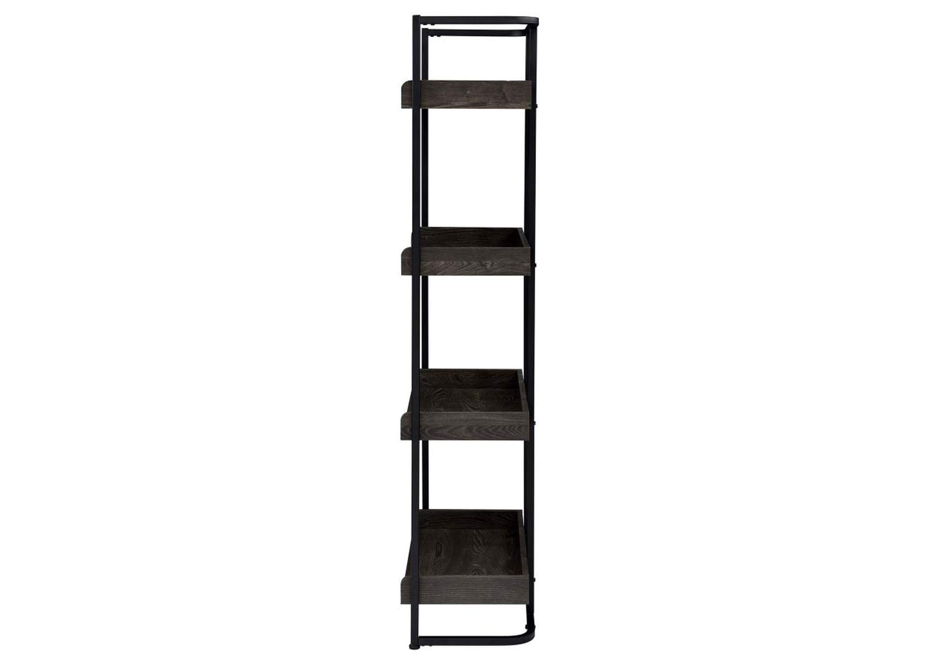 Ember 4shelf Bookcase Dark Oak and Sandy Black