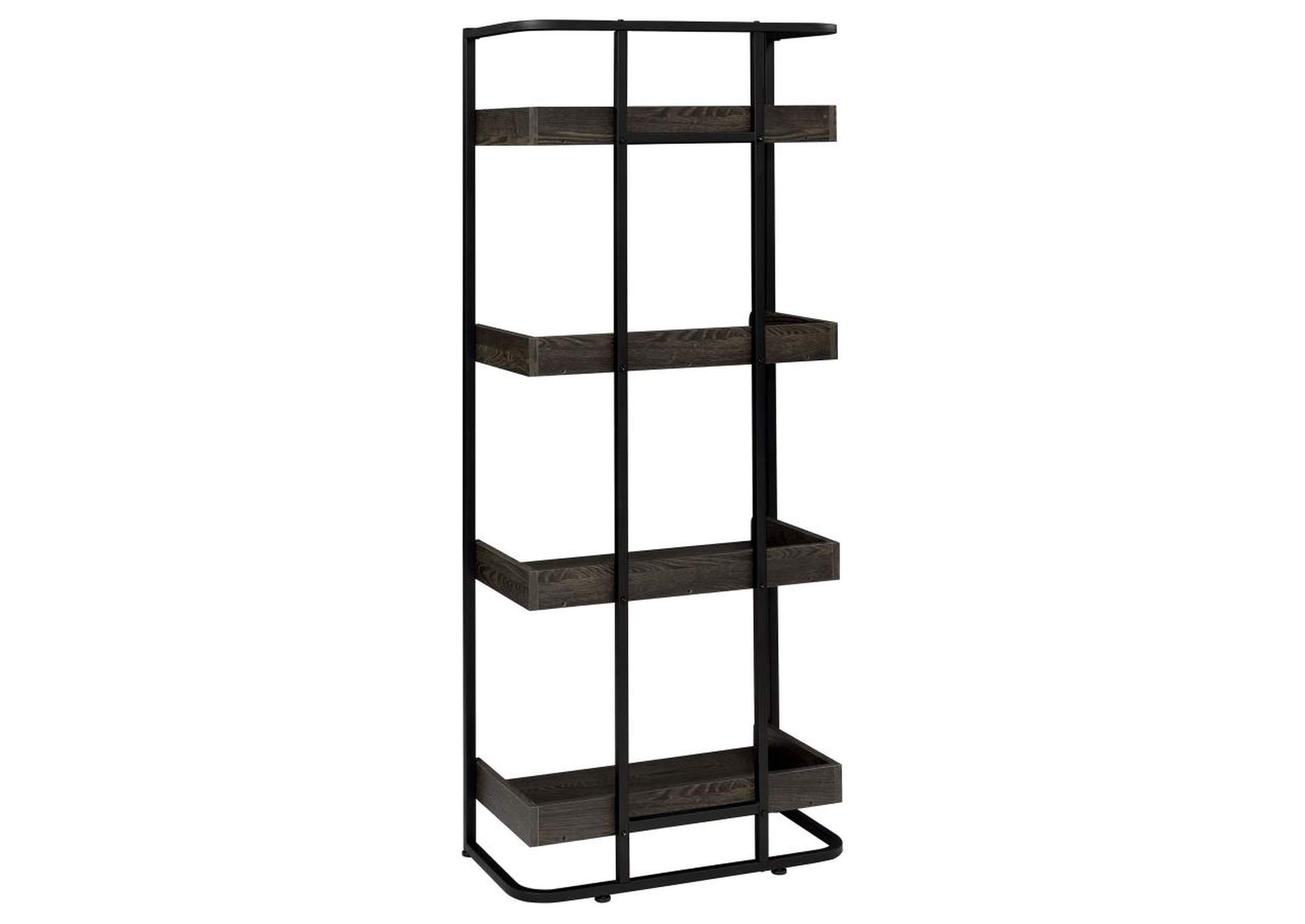 Ember 4shelf Bookcase Dark Oak and Sandy Black
