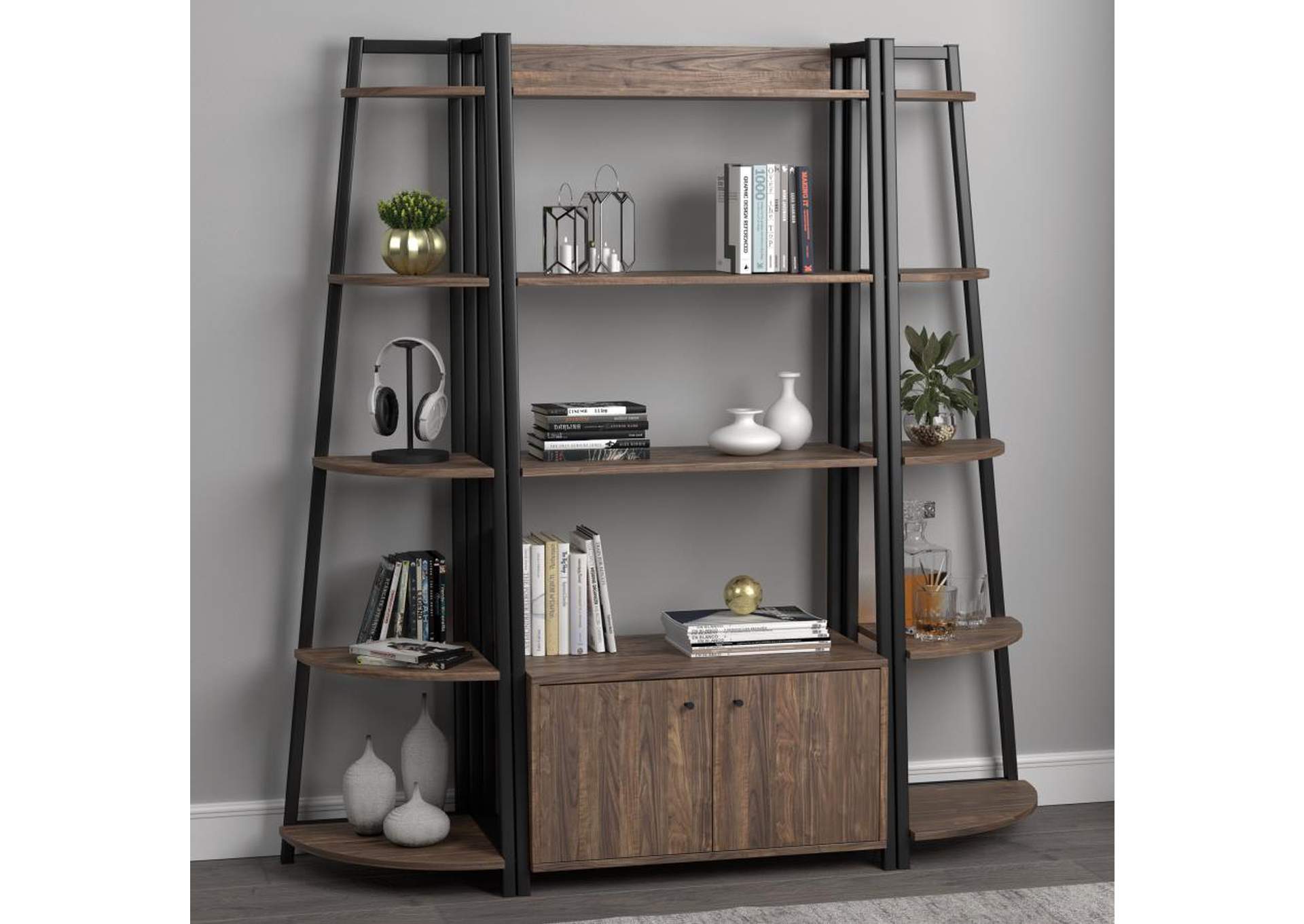 Jacksonville 3-piece Bookcase with Cabinet Aged Walnut image 1
