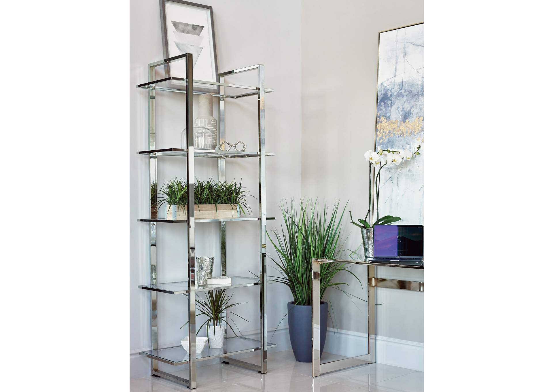 Chrome and glass shelf unit online