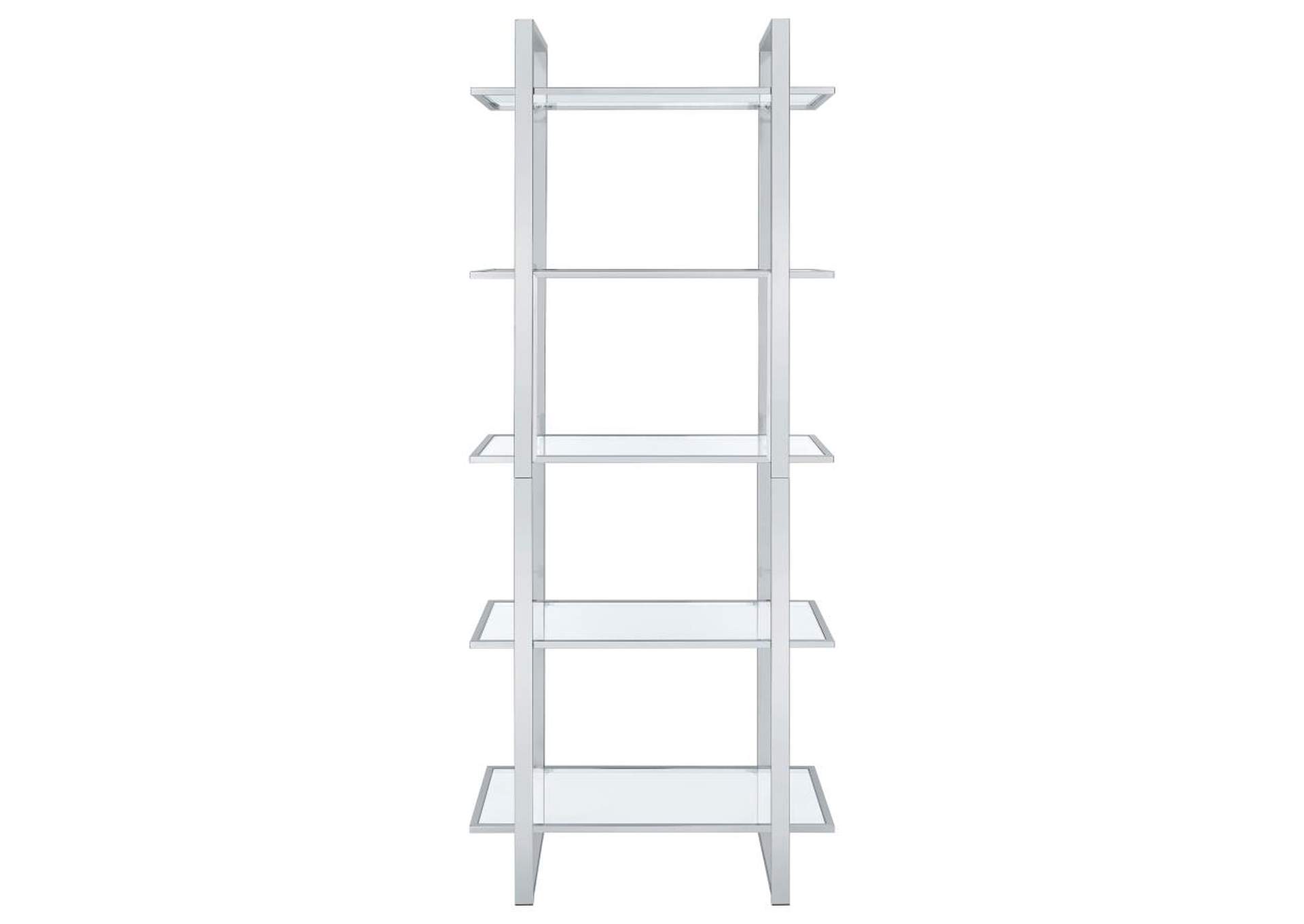 Hartford Glass Shelf Bookcase Chrome