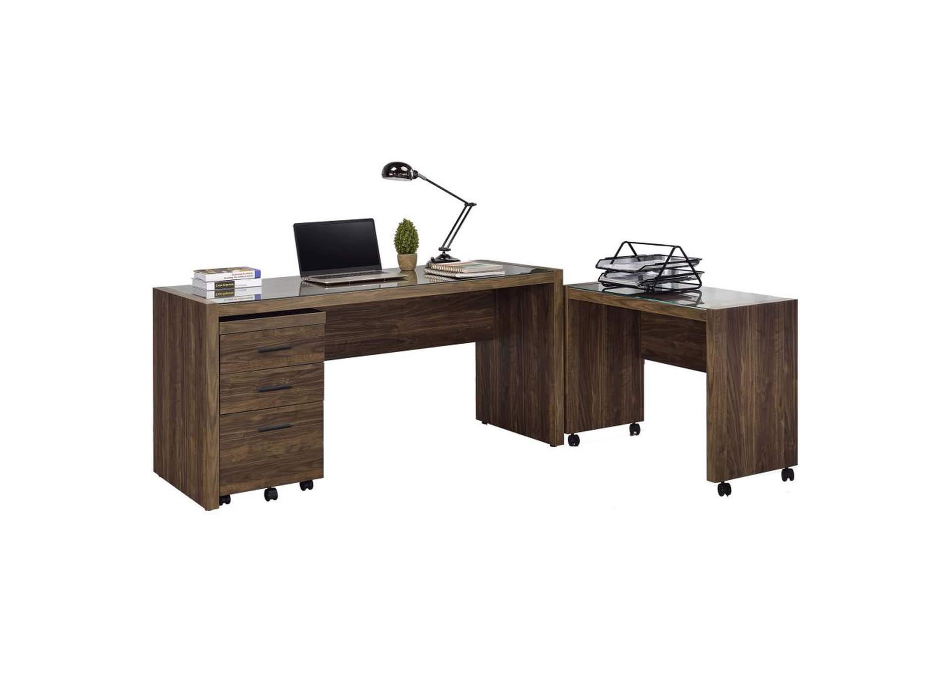 Luetta 3-piece Office Desk Set Aged Walnut image 3