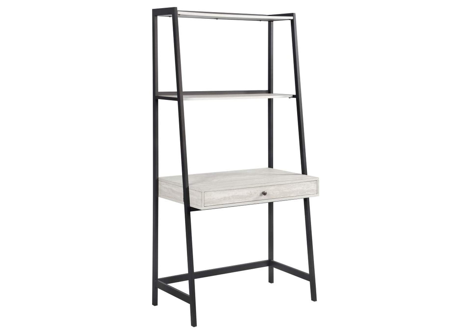 Pinckard 3-piece Ladder Desk Set Grey Stone Herringbone and Black image 4