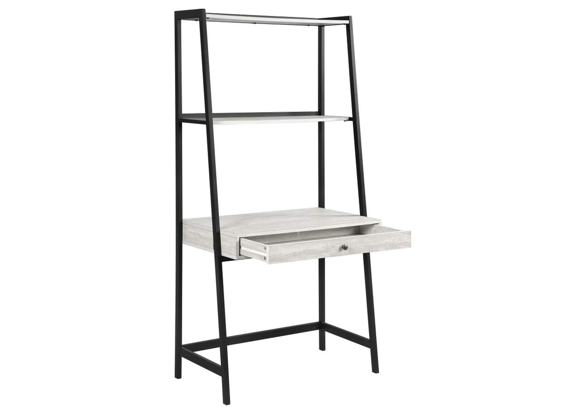 Pinckard 3-piece Ladder Desk Set Grey Stone Herringbone and Black image 5