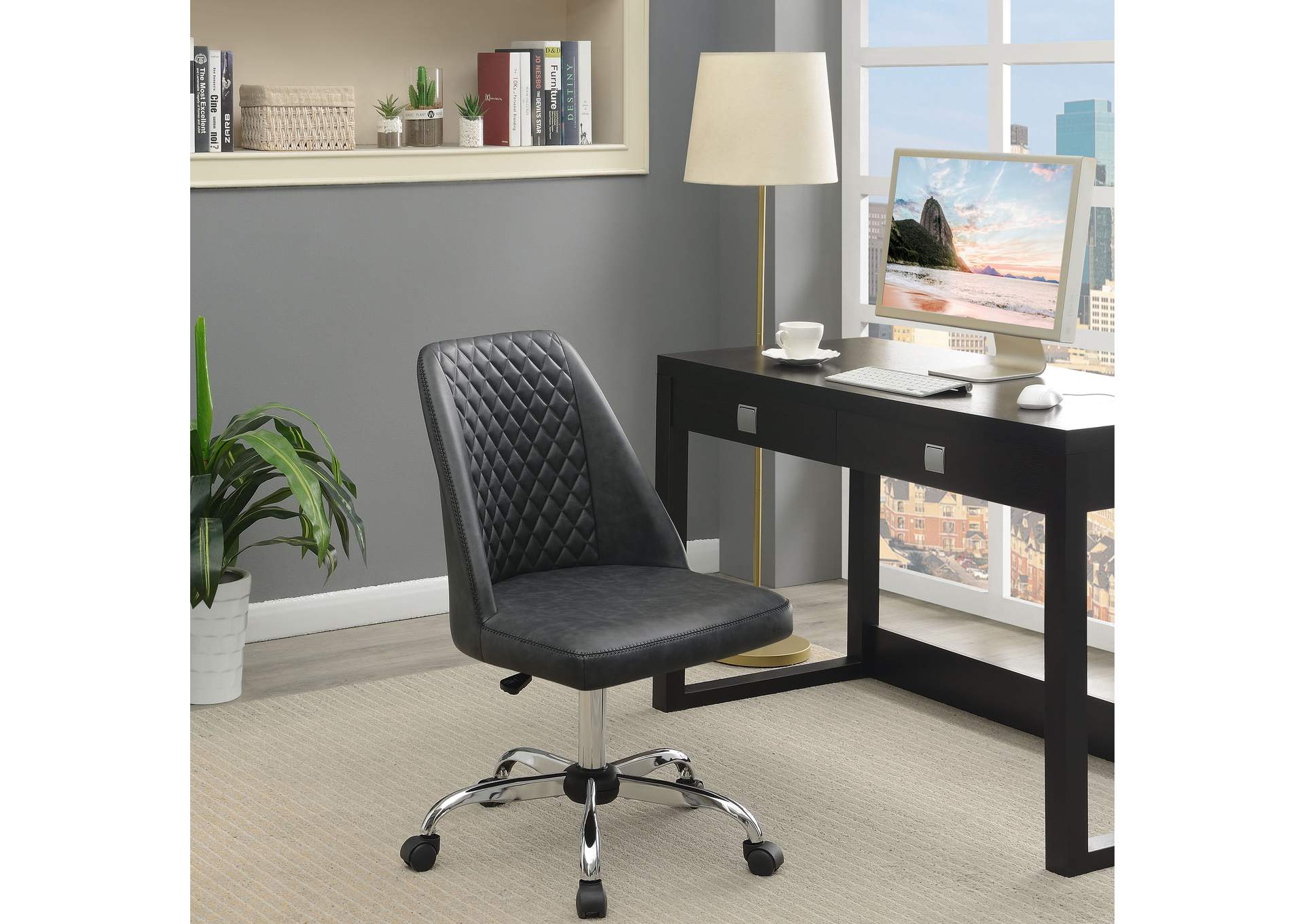 Althea Upholstered Tufted Back Office Chair Grey and Chrome