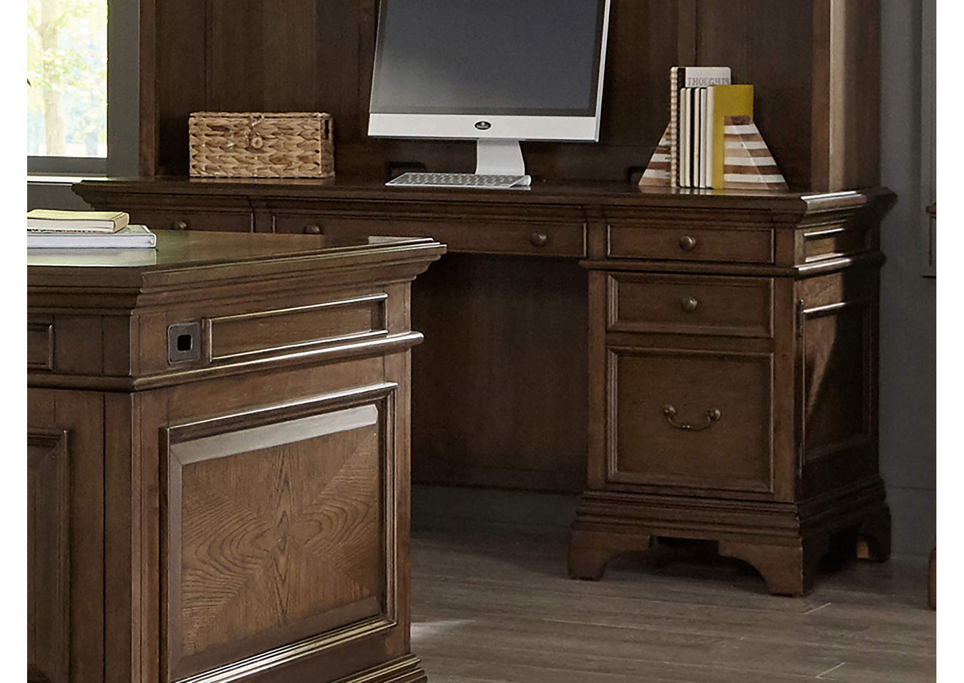 Hartshill 66-inch 5-drawer Credenza Office Desk Burnish Oak