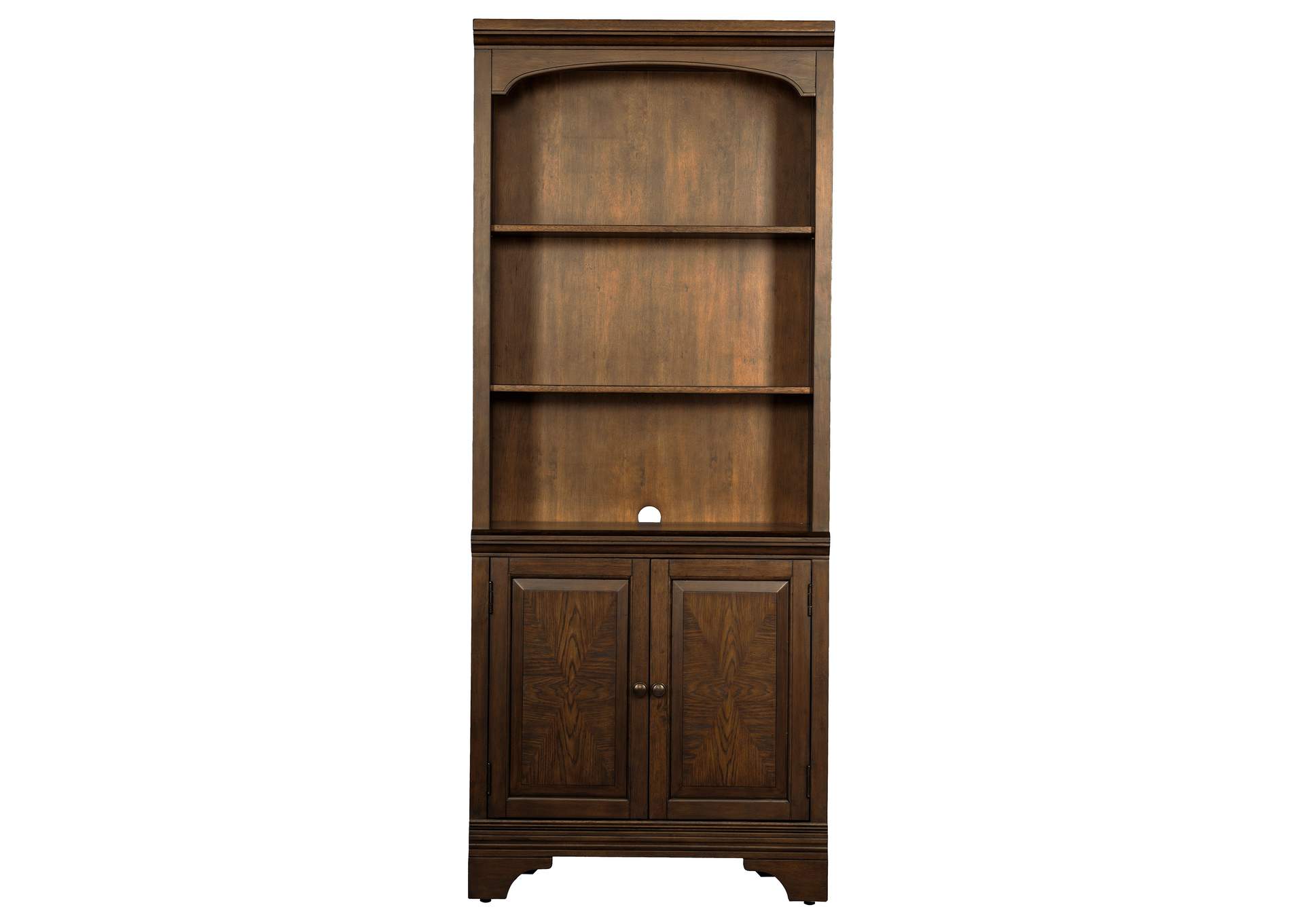 Hartshill 78-inch 3-shelf Cabinet Bookcase Burnished Oak